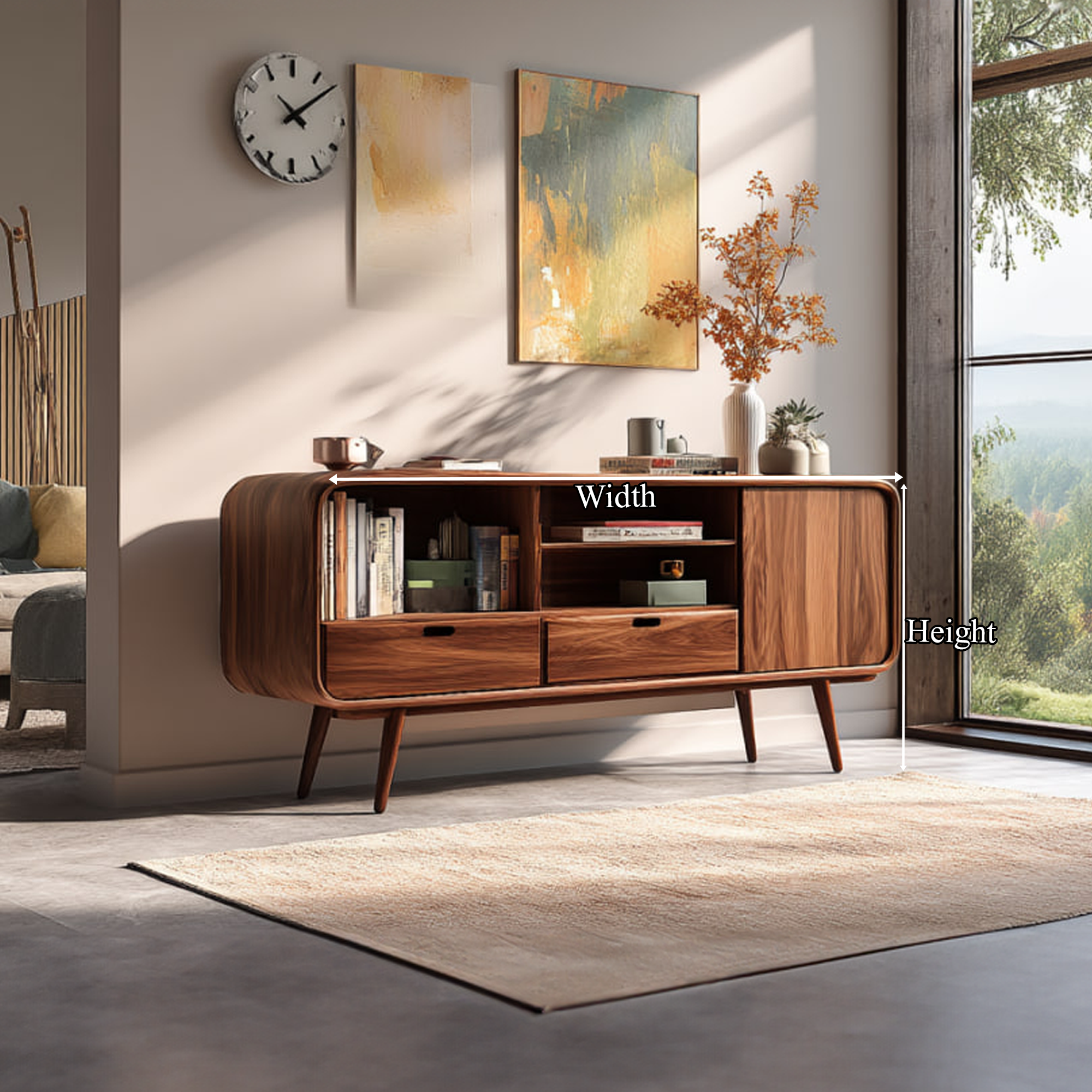 Mid Century Modern Wood Bookshelf Living Room Or Home Office SINLKISC251