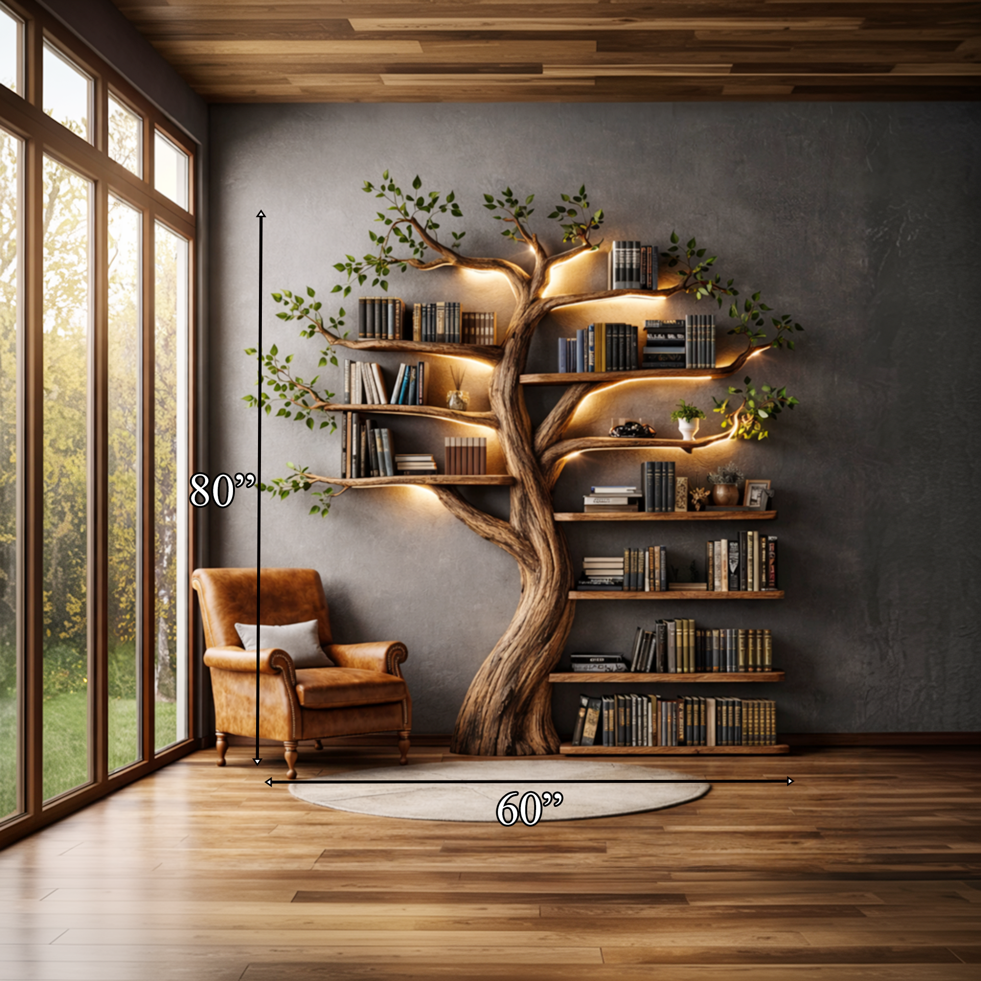 Organic Tree Bookshelf Living Room Interior Sculptural Wall Display SINLKITB670