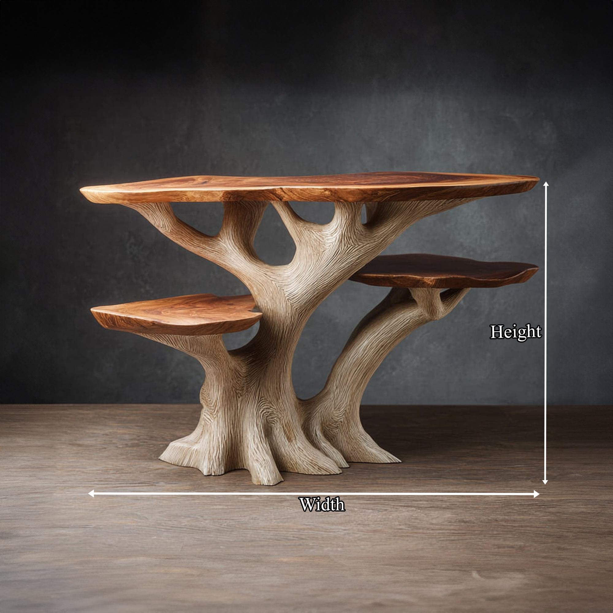 Rustic Sculptural Bedside Table Bedroom Living Room Decor SINLKIBT135