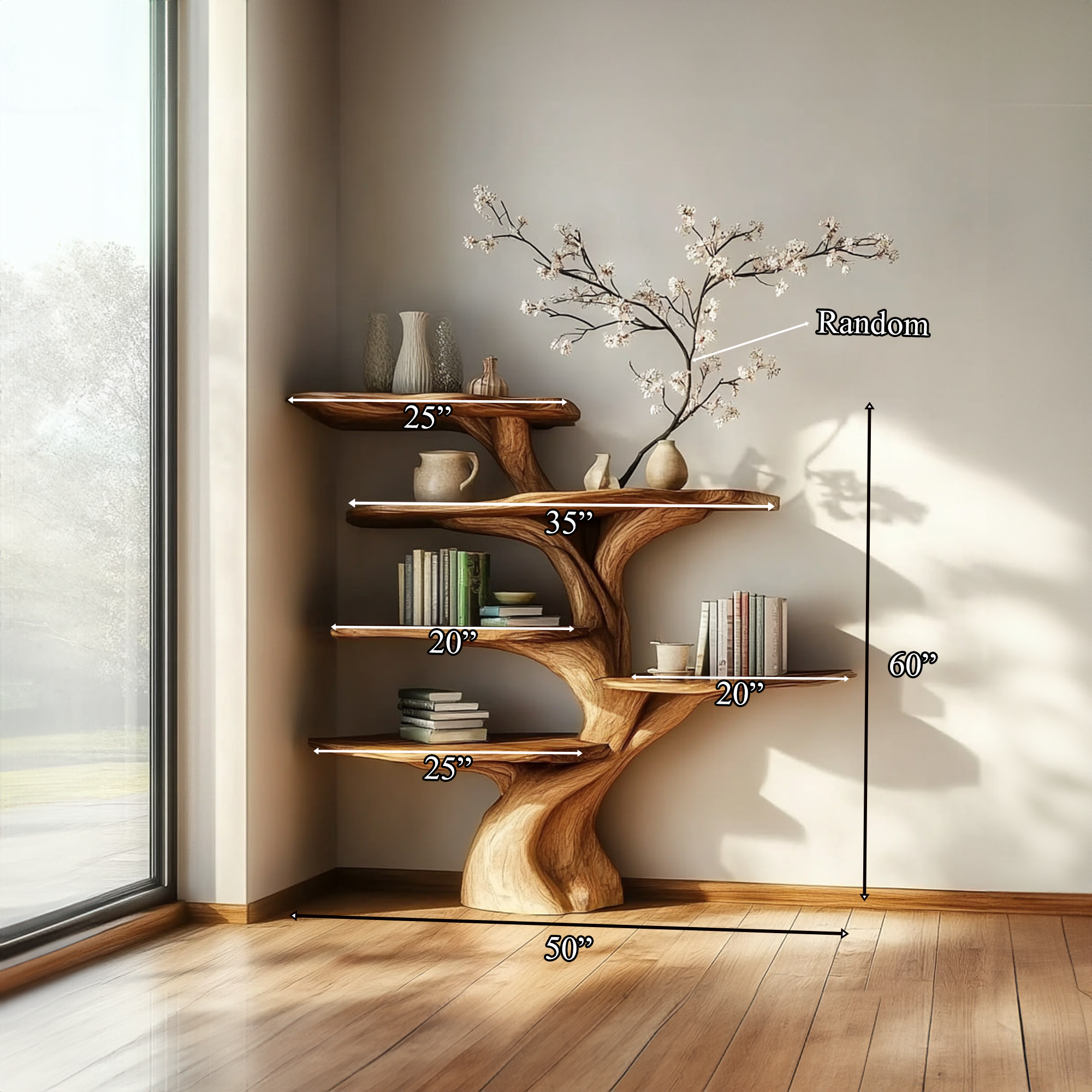 Rustic Tree Bookshelf Living Room Wall Display SINLKITB462
