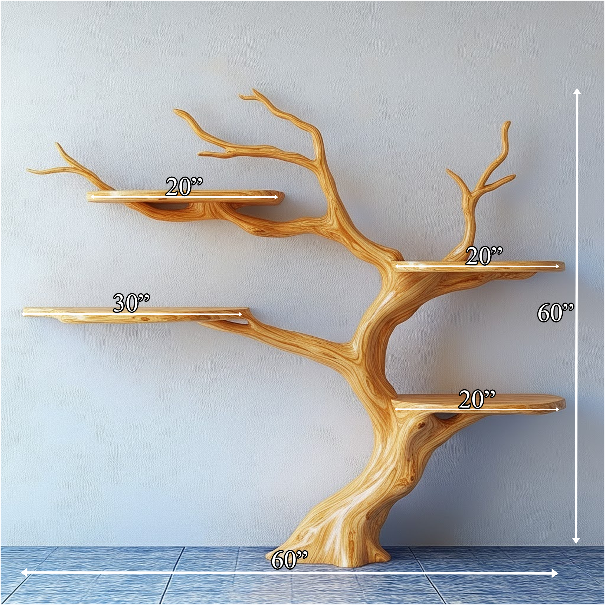 Rustic Organic Tree Bookshelf Living Room Or Bedroom SINLKITB565