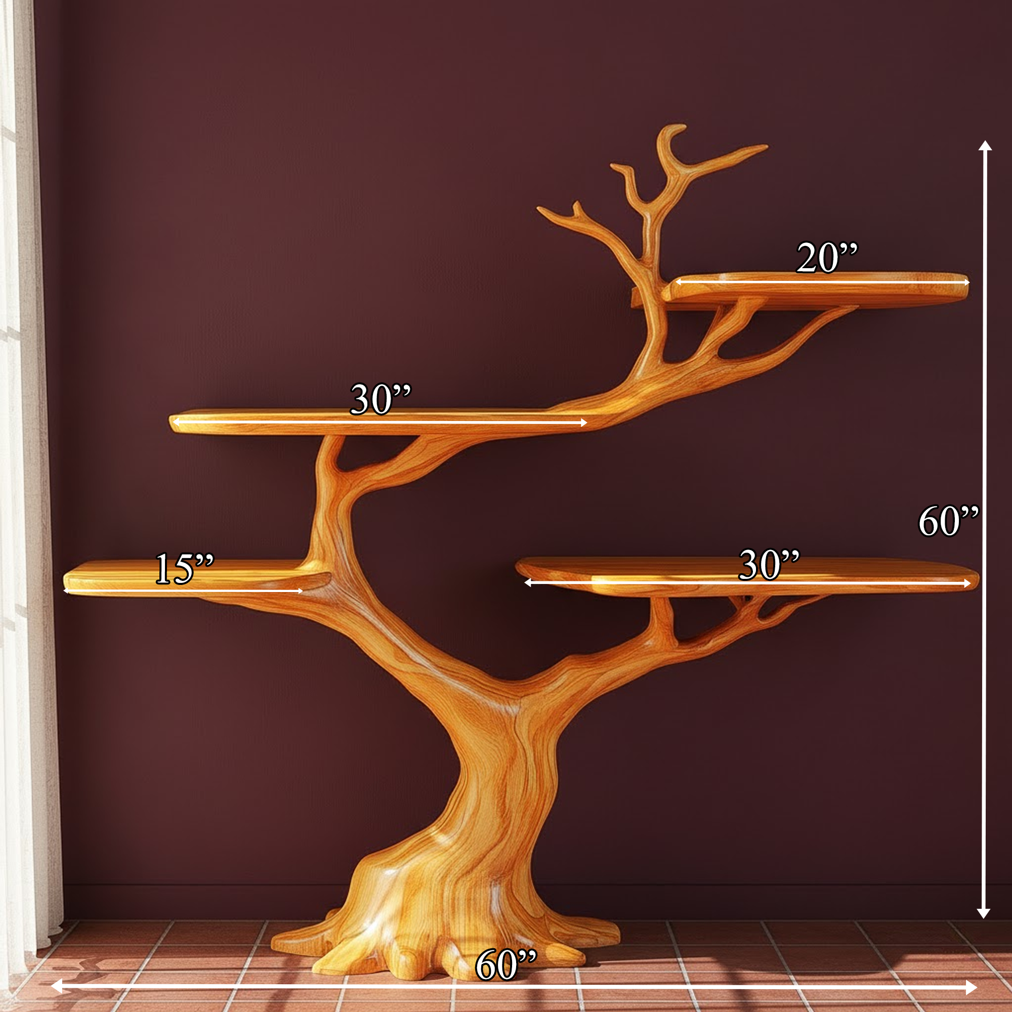 Rustic Organic Tree Bookshelf Living Room Or Entryway SINLKITB566
