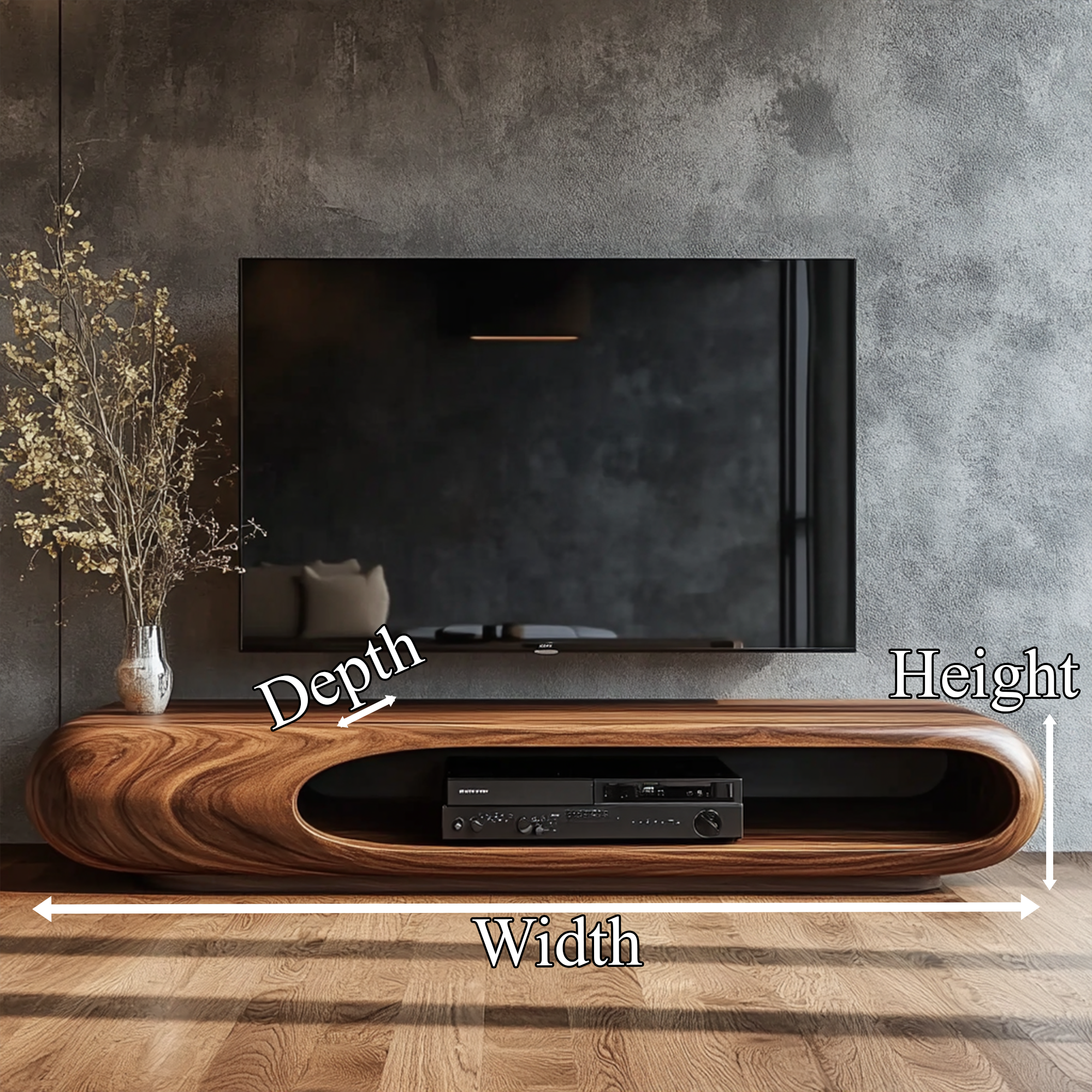 Sculptural Wood TV Stand Entertainment Unit Living Room SINLKITC014