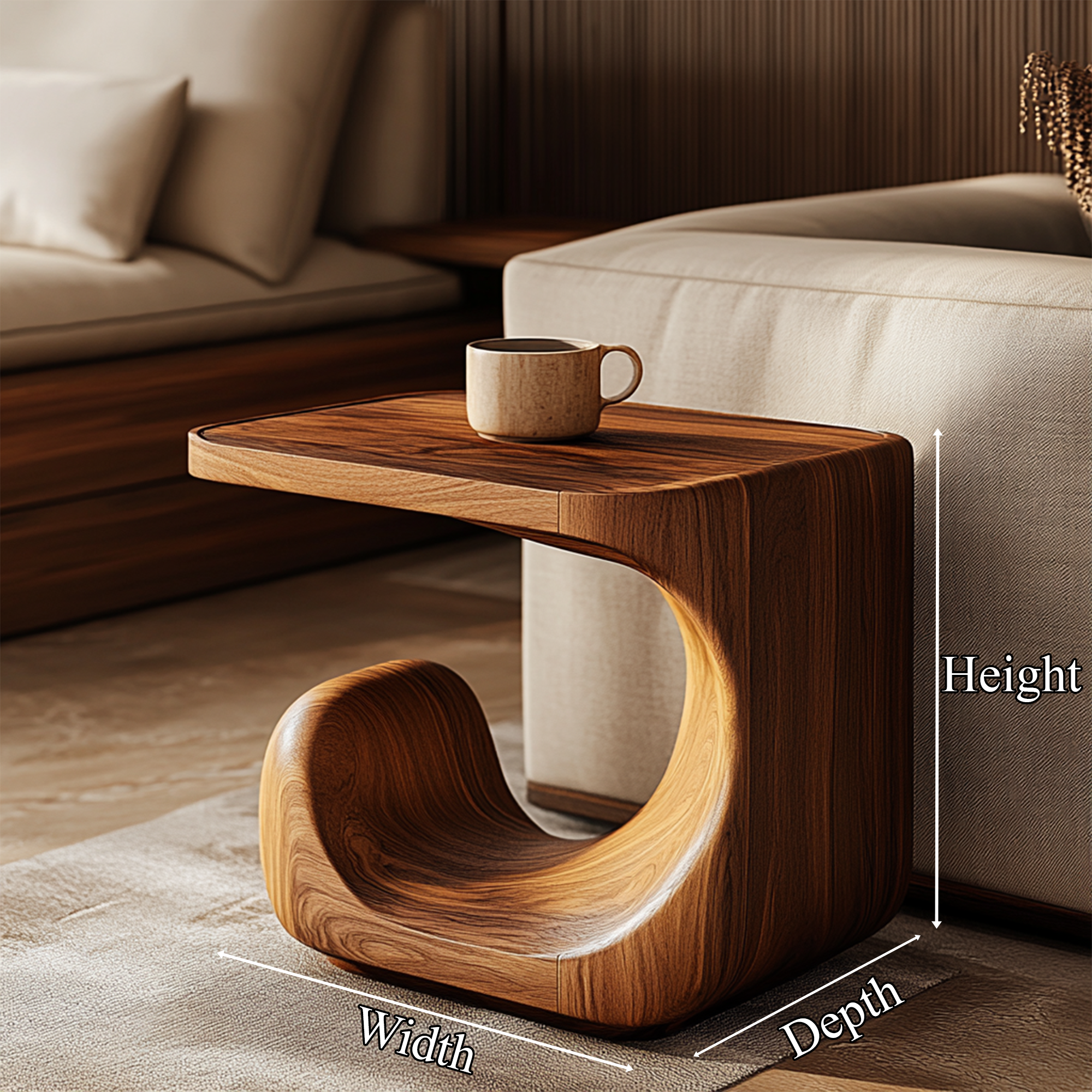 Modern Sculptural C Shape Side Table For Living Room And Sofa Area SINLKIBT220