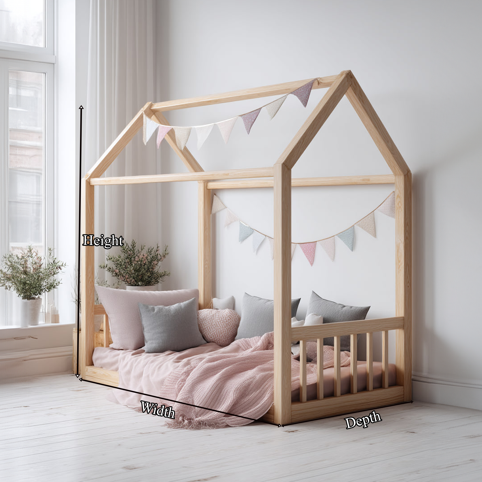 Mid Century Montessori Floor Bed Toddler Room Nursery SINLKIWB57