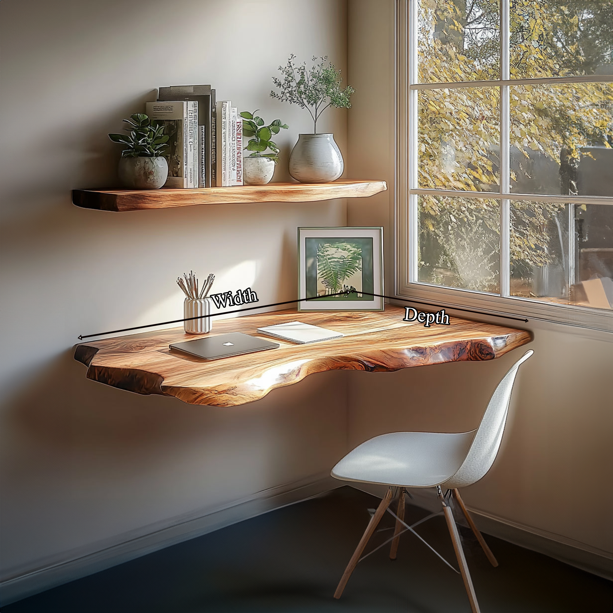 Rustic Floating Work Desk Shelf Bedroom Office SINLKIFL211