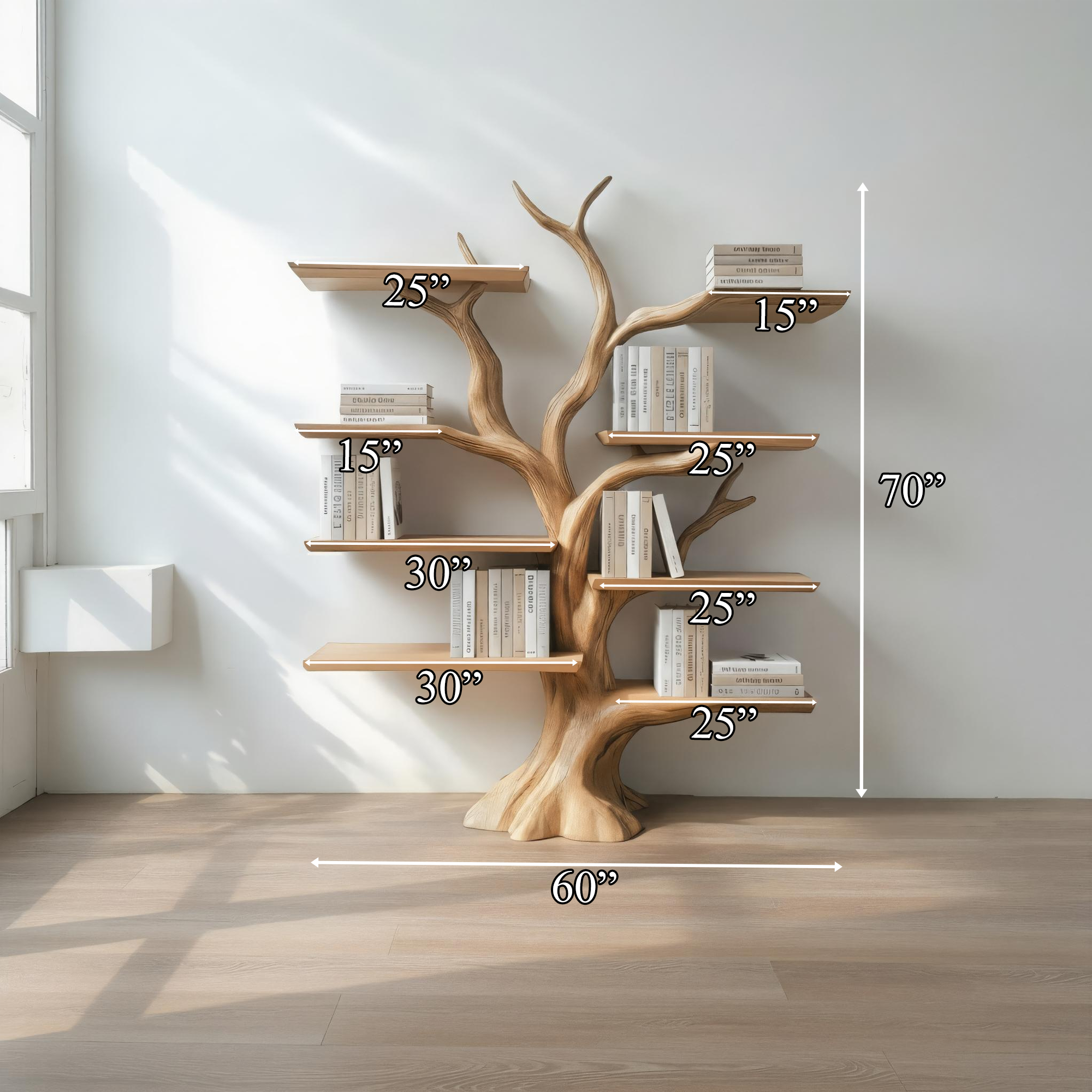 Rustic Organic Tree Shelf Living Room Or Entryway SINLKITB575