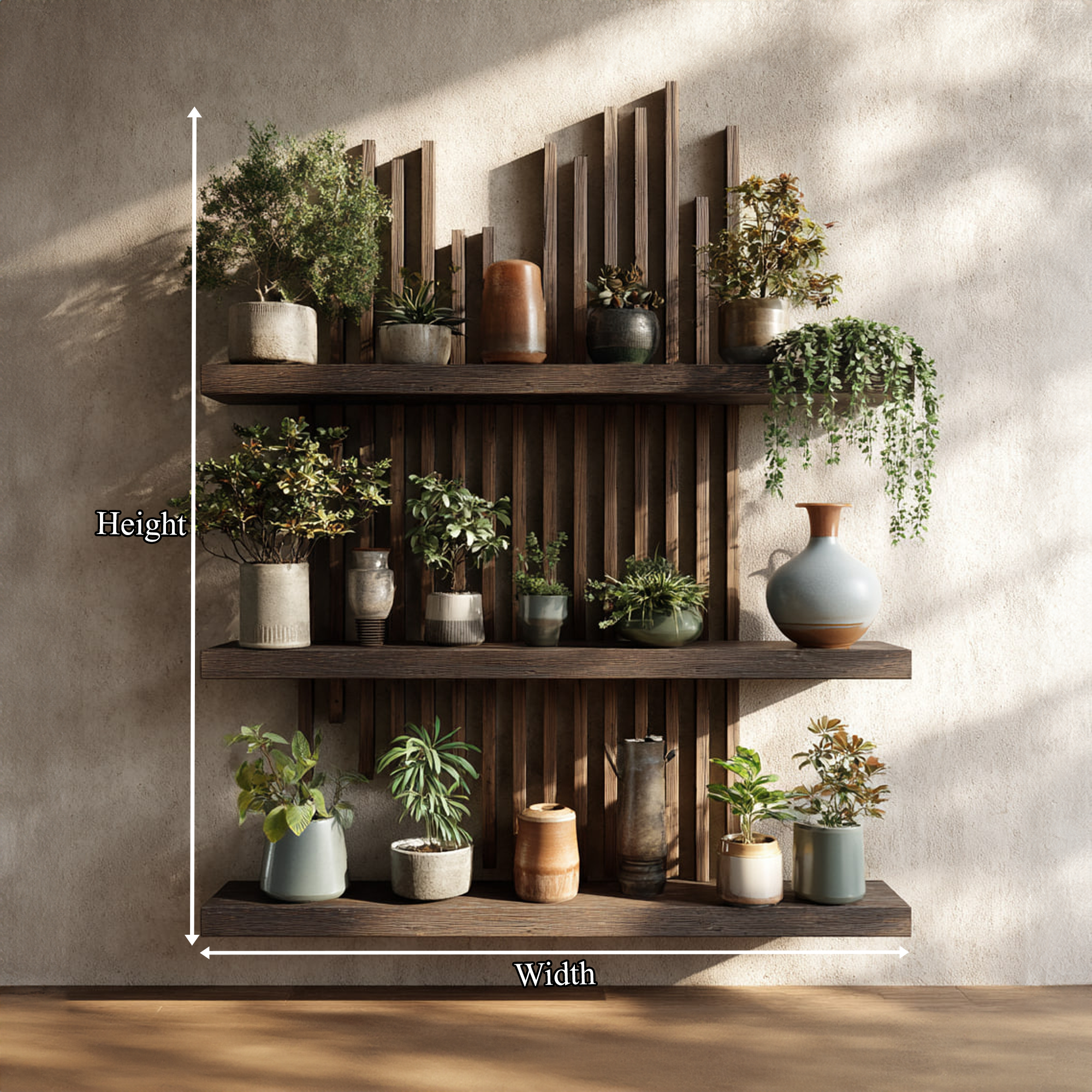 Rustic Modern Wooden Wall Shelf Plant Display Decor SINLKIFL228