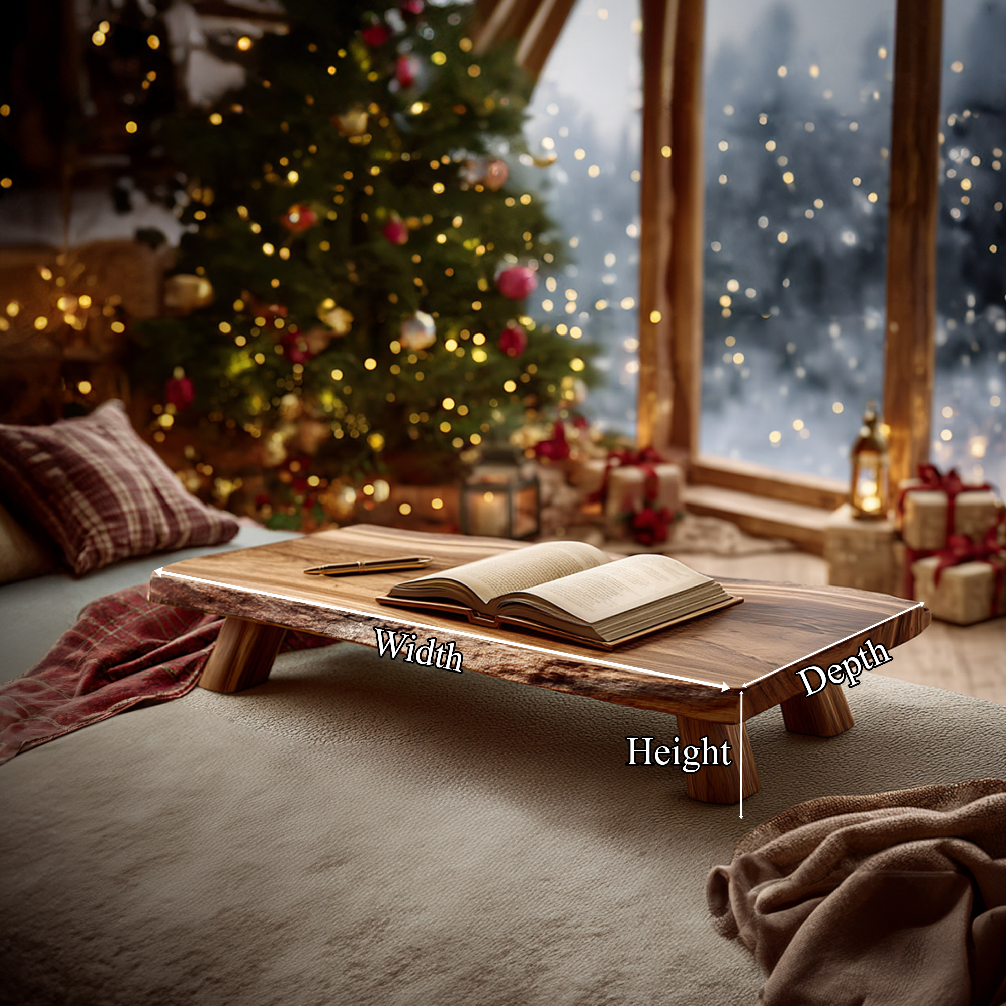 Rustic Live Edge Table Christmas Cozy Bedroom Arrangement SINLKIDK065