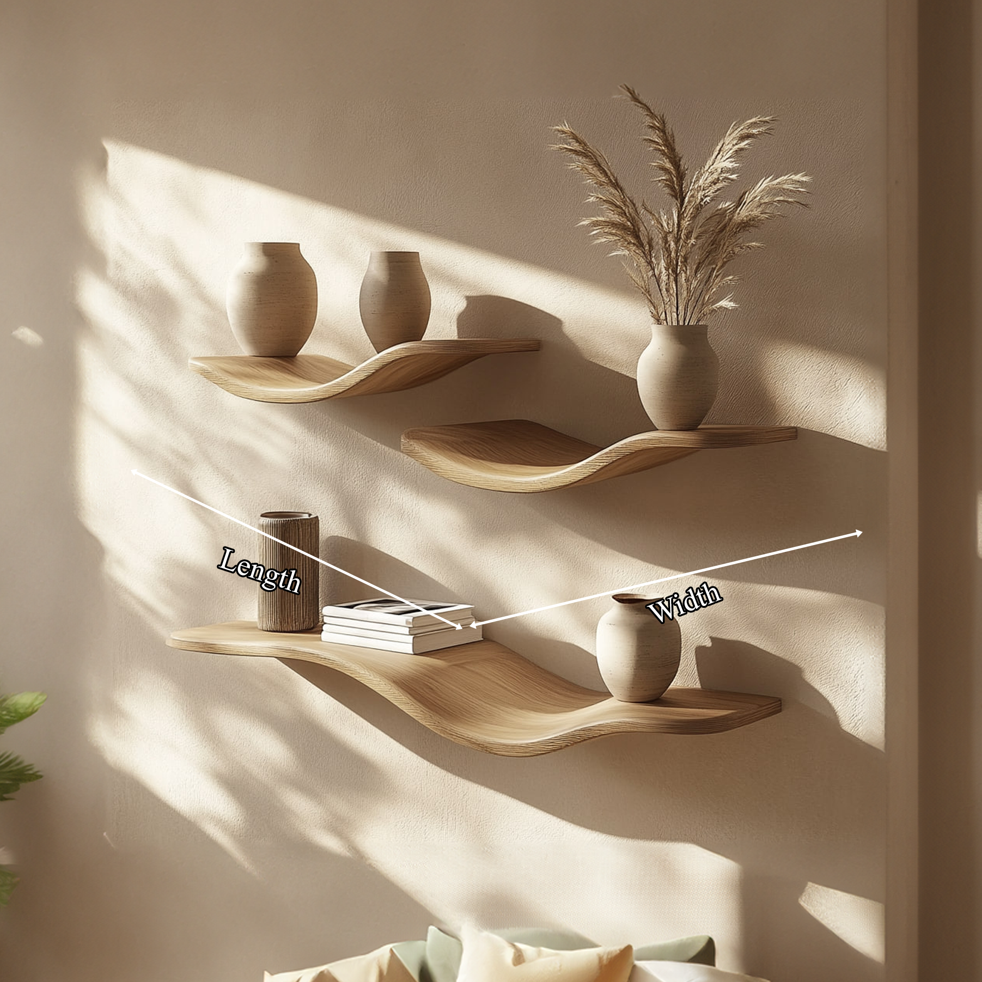 Rustic Wavy Floating Shelves Modern Living Room Wall Decor SINLKIFL275