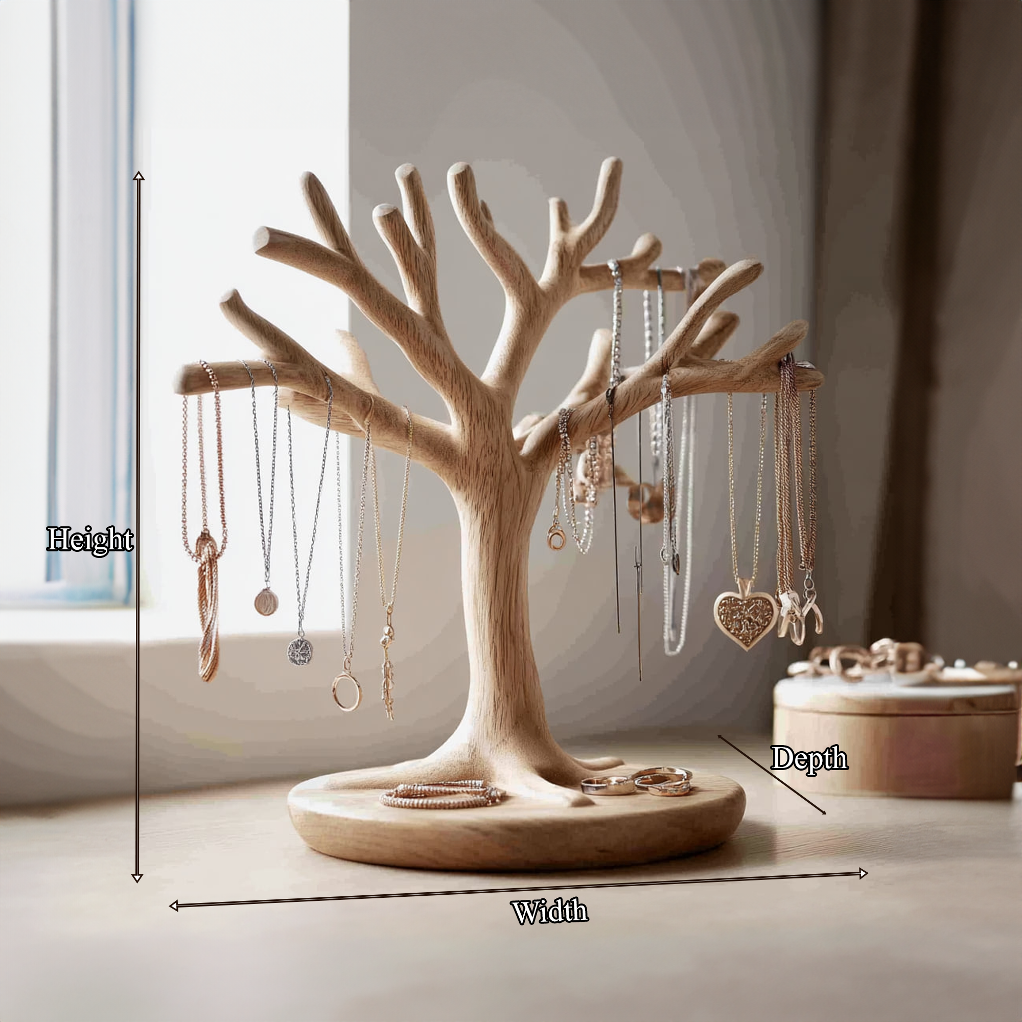 Nature Inspired Wooden Jewelry Tree Holder Handmade SINLKITJR003
