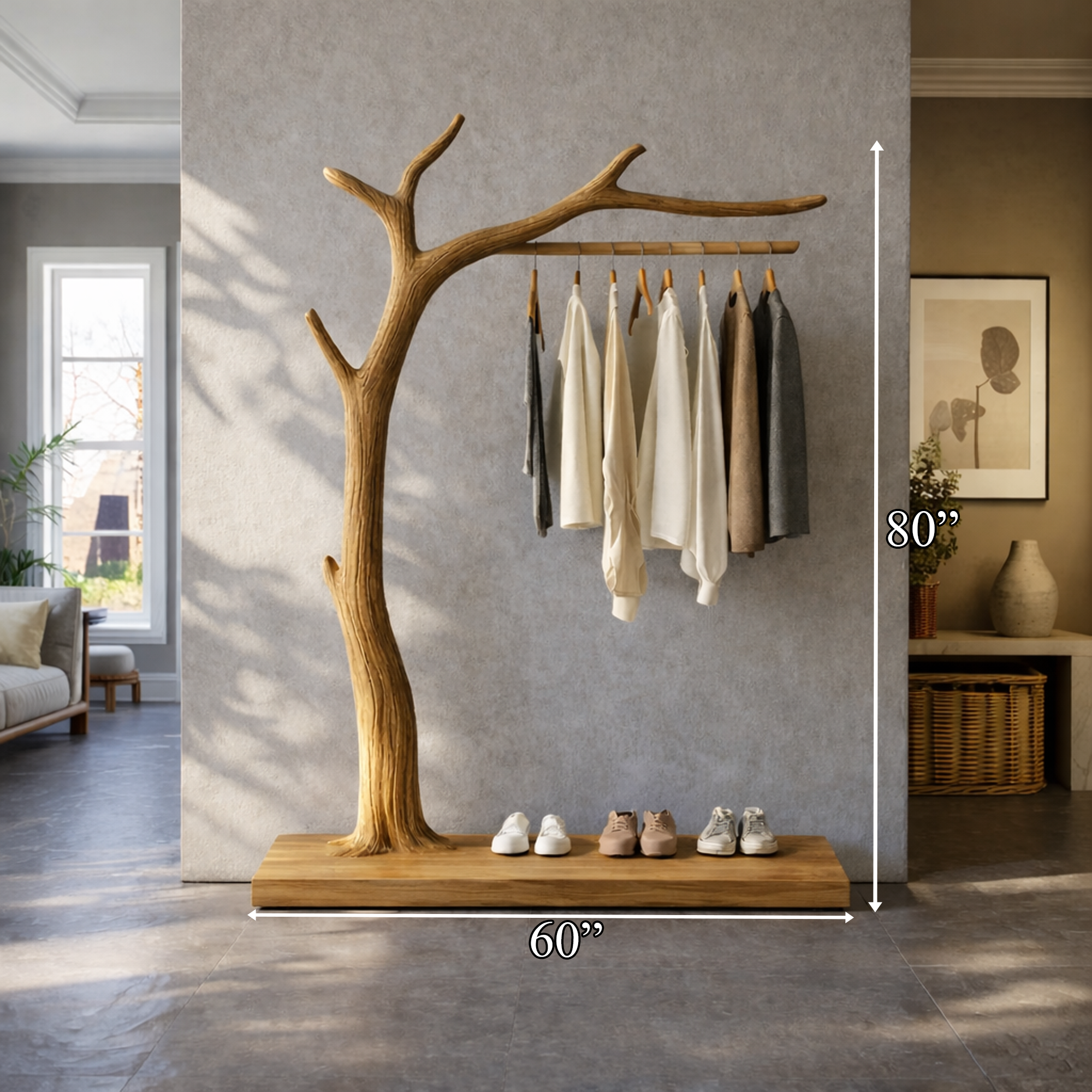 Rustic Wooden Coat Rack Entryway Interior SINLKITCR084