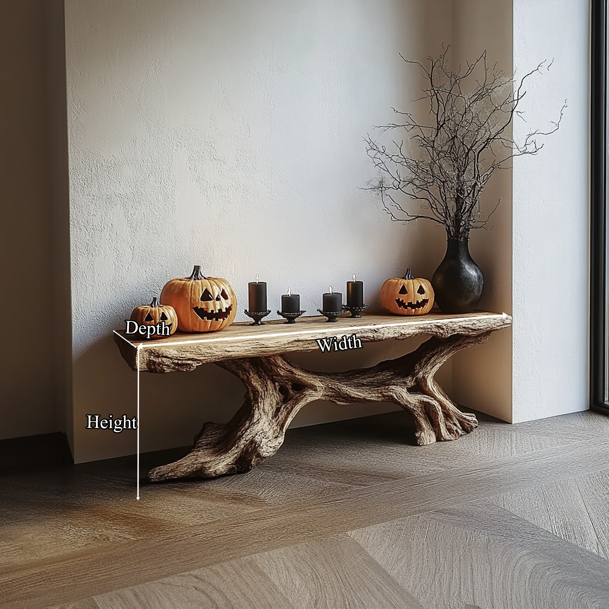 Rustic Entry Table Sculptural Tree Base Entryway Display SINLKICS328