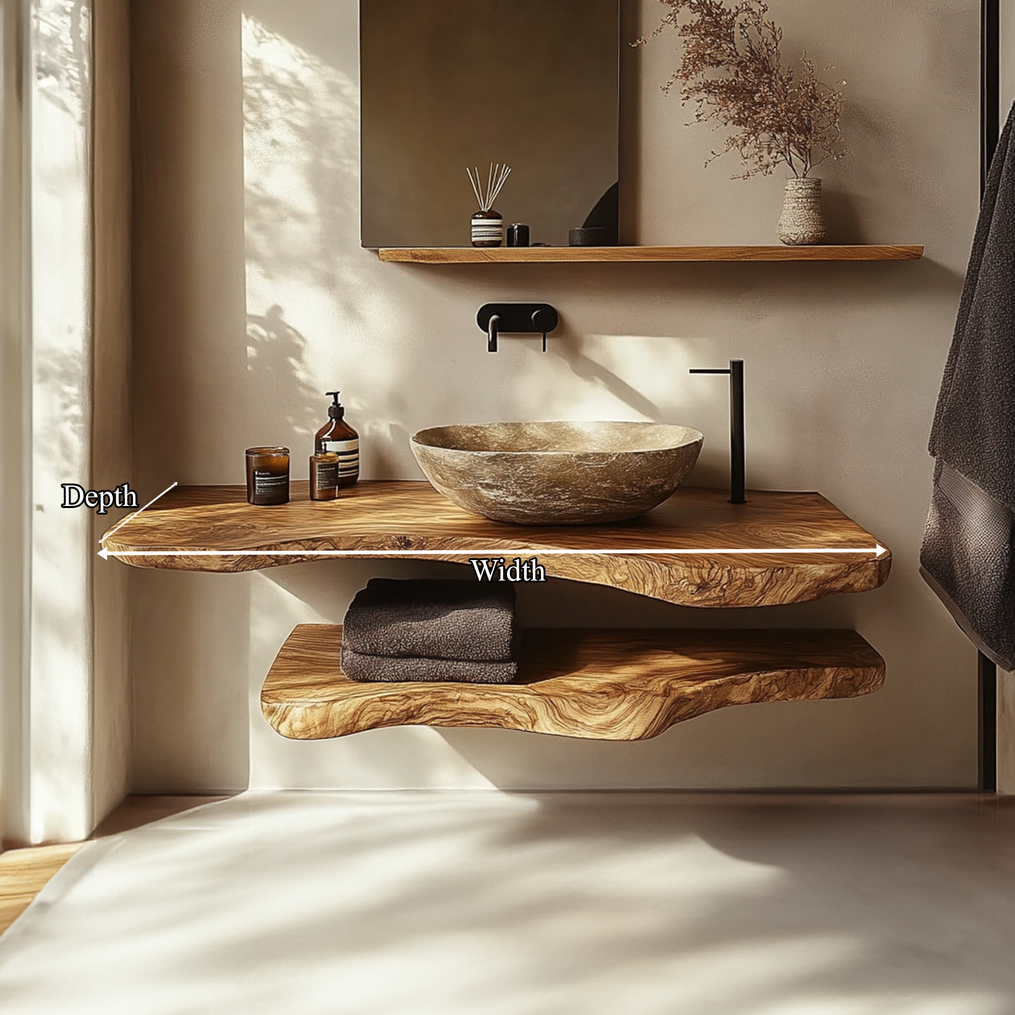 Mid Century Bathroom Vanity Shelf Solid Wood Bathroom Design SINLKIBRV213