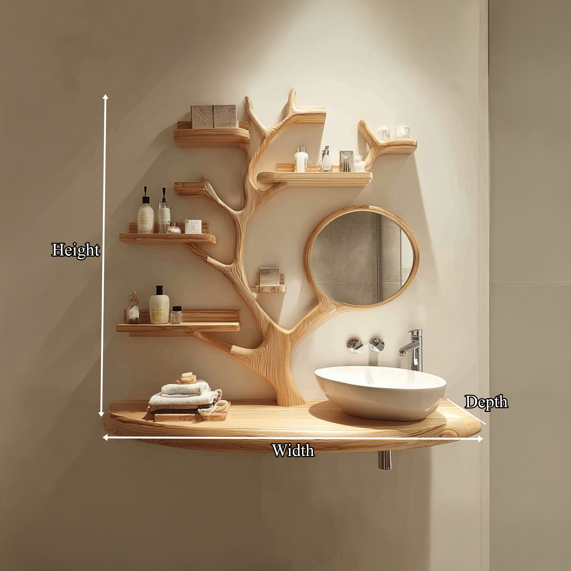 Rustic Organic Tree Vanity Bathroom Or Washroom SINLKITBB005