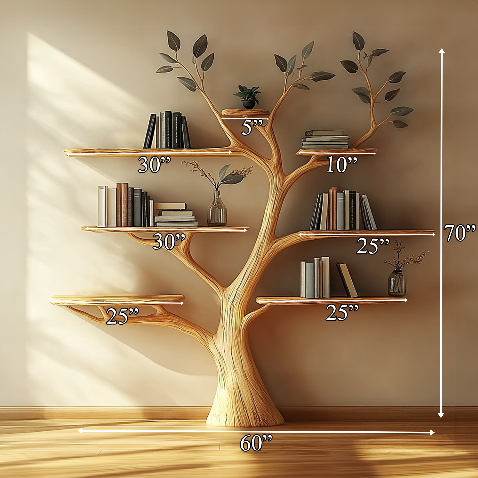 Rustic Tree Wall Shelf Christmas Decoration Bedroom SINLKITB580