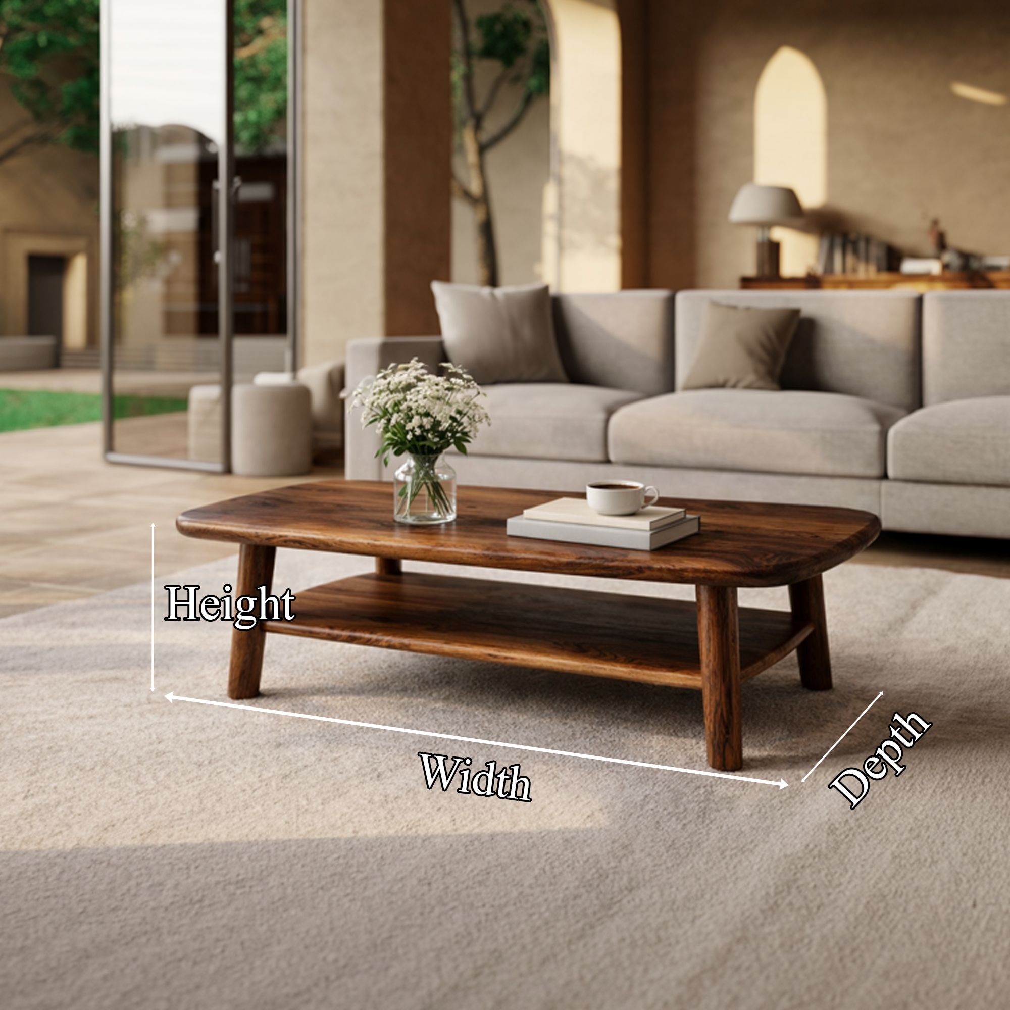 Refined Modern Solid Wood Coffee Table Elegant Living Room Interior SINLKICF285