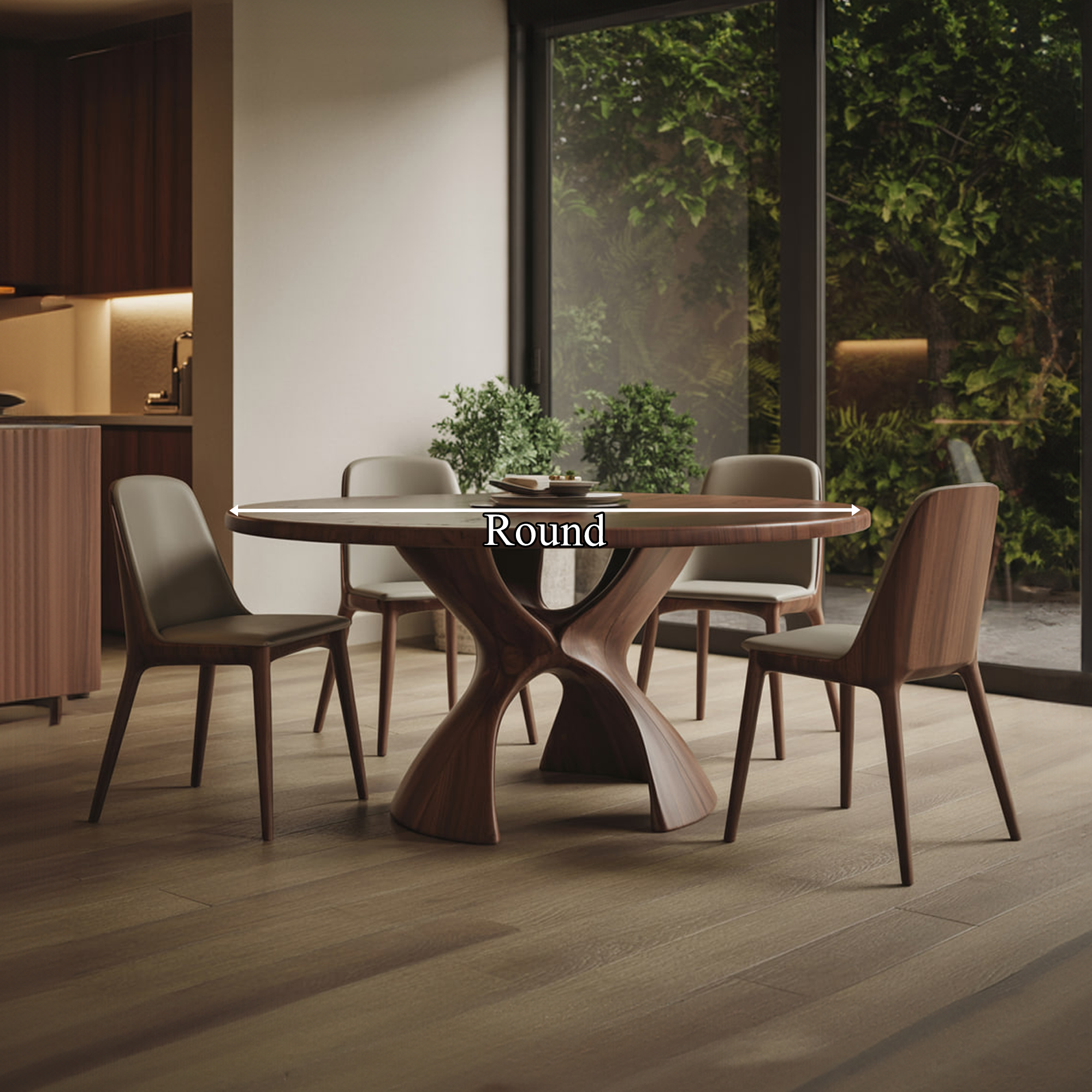 Modern Rustic Dining Table Sculptural Base Kitchen SINLKIDT128