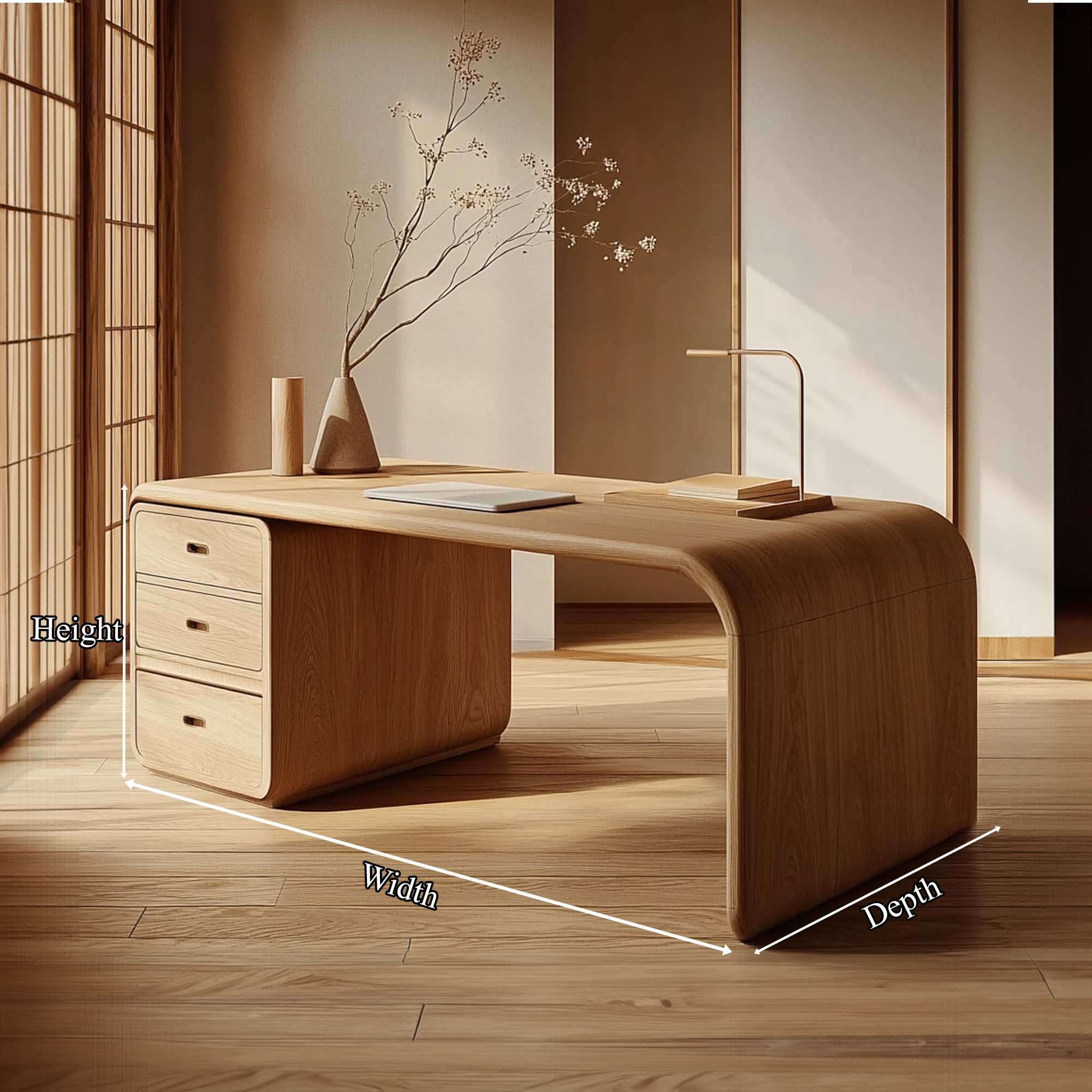 Japandi Harmony Writing Desk Bedroom And Work Room SINLKIDK061