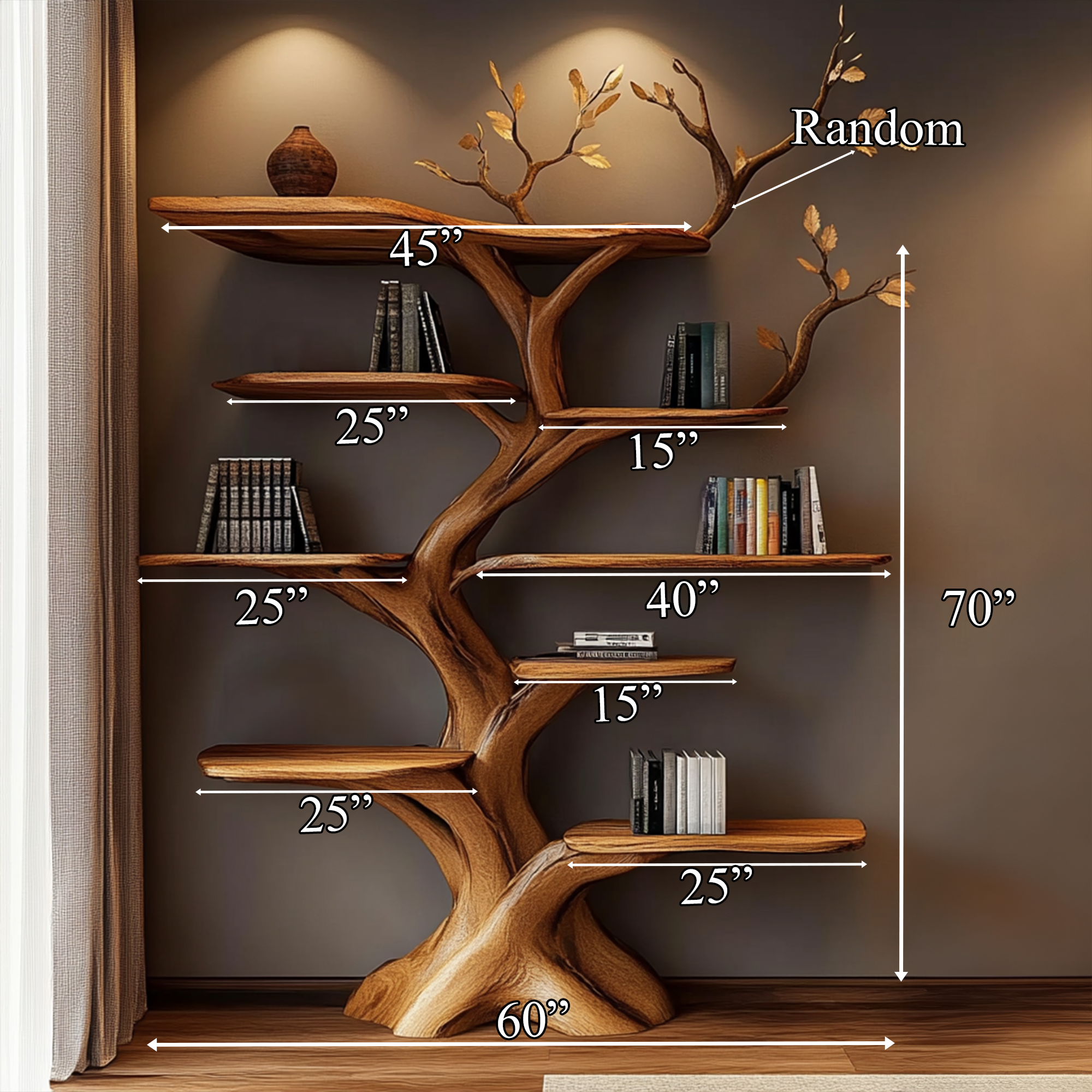 Rustic Tree Bookshelf Christmas Decor Living Or Bedroom SINLKITB592