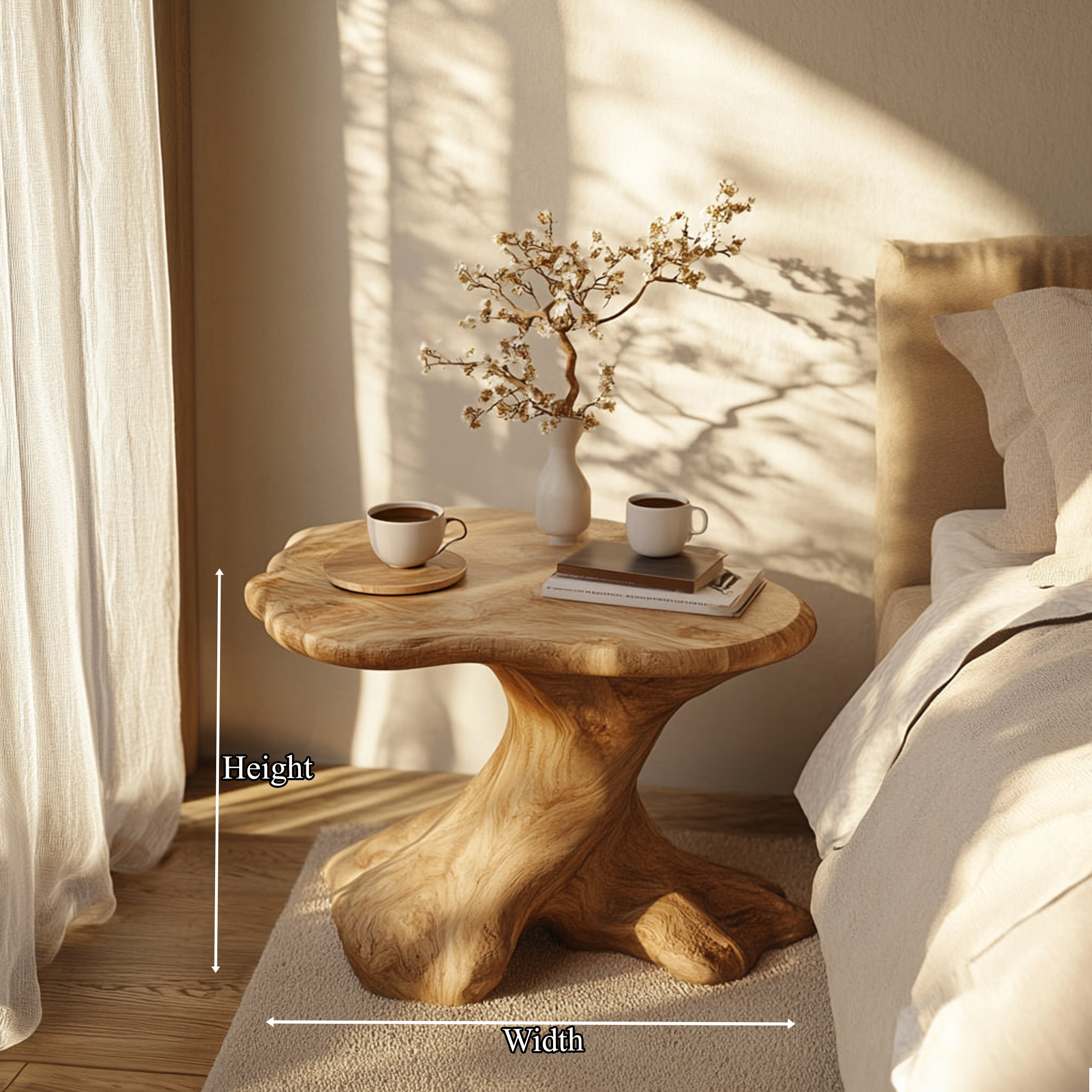 Rustic Modern Sculptural Side Table Bedroom Entryway SINLKIBT172