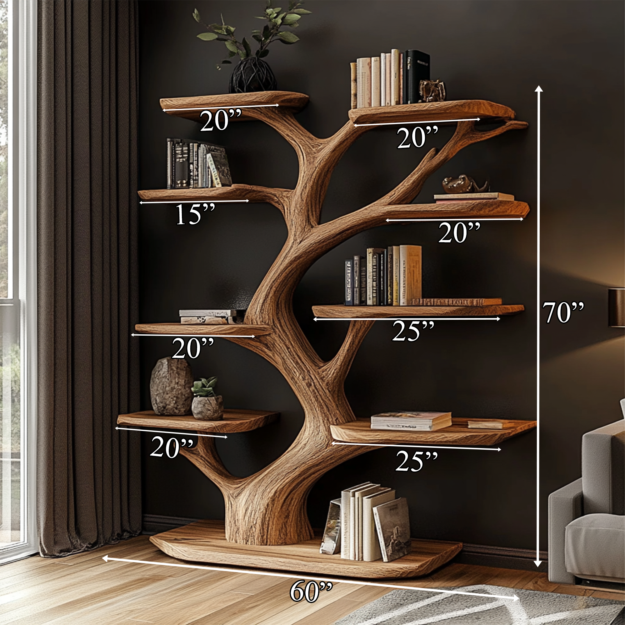 Rustic Tree Wall Shelf Holiday Decor For Bedroom SINLKITB595