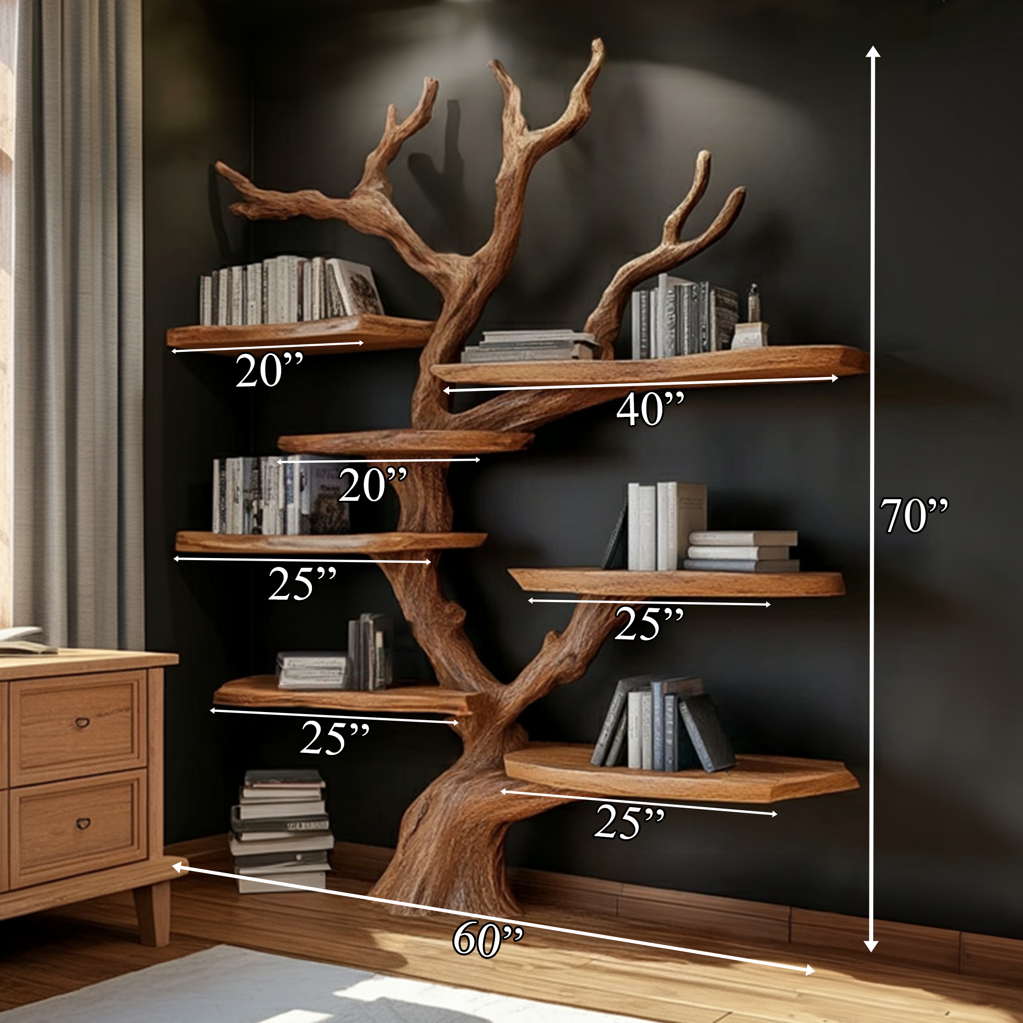 Rustic Christmas Decor Tree Shelf Living Room SINLKITB597