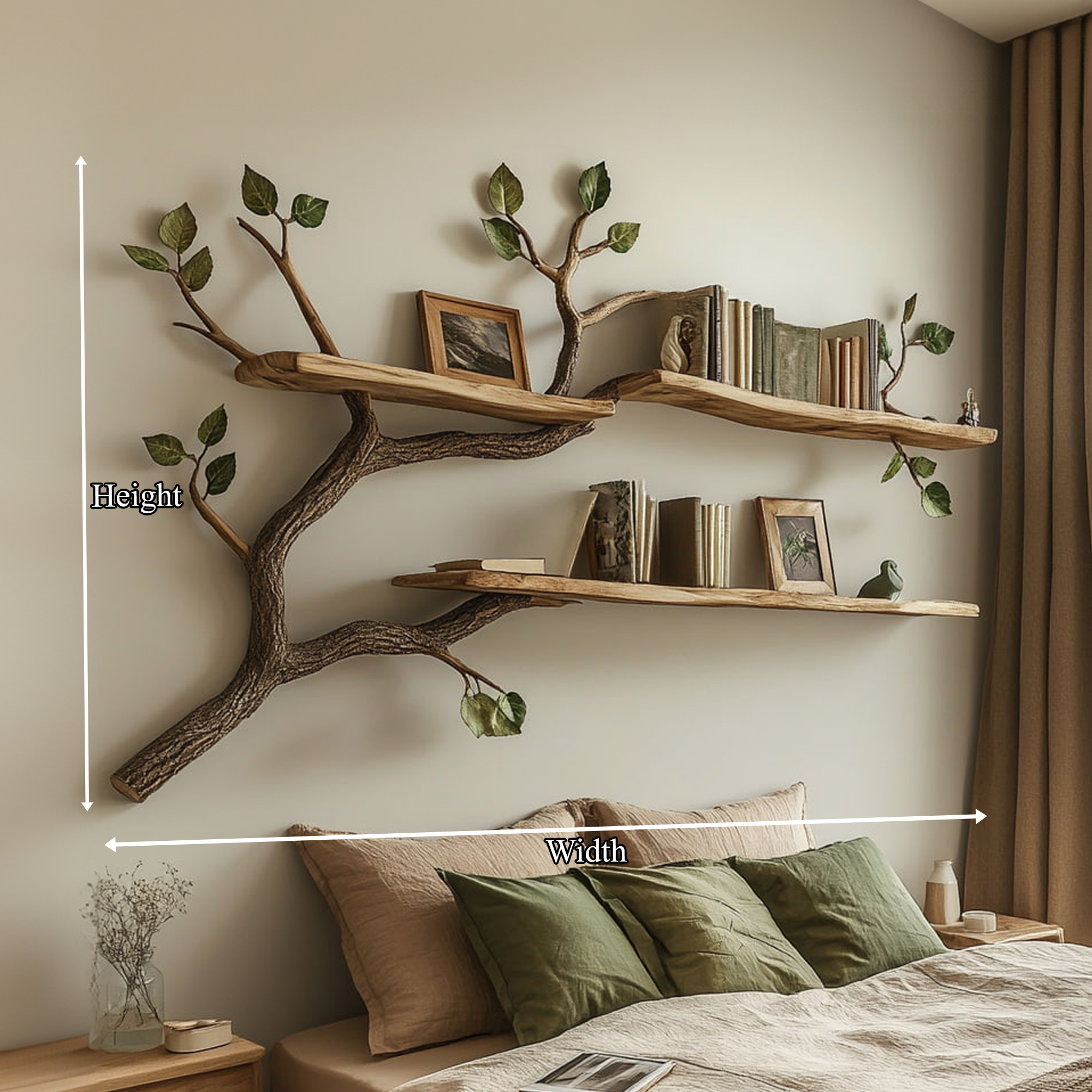 Rustic Tree Branch Bookshelf Natural Living Bedroom SINLKITBS069