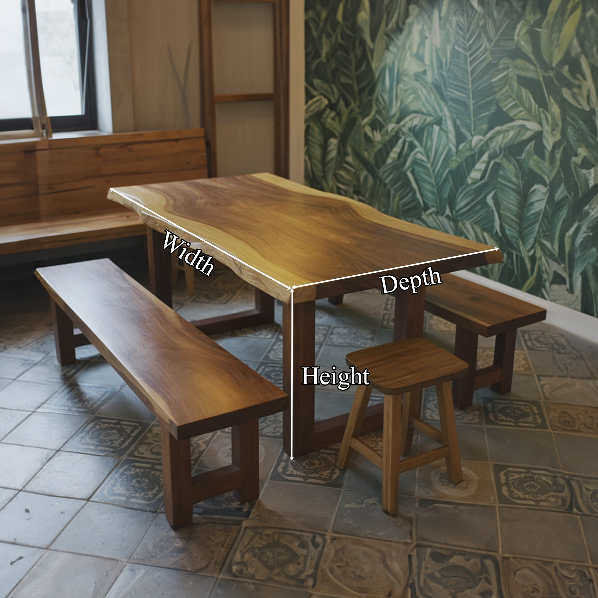 Nature Inspired Live Edge Dining Table Handmade SINLKIDT134