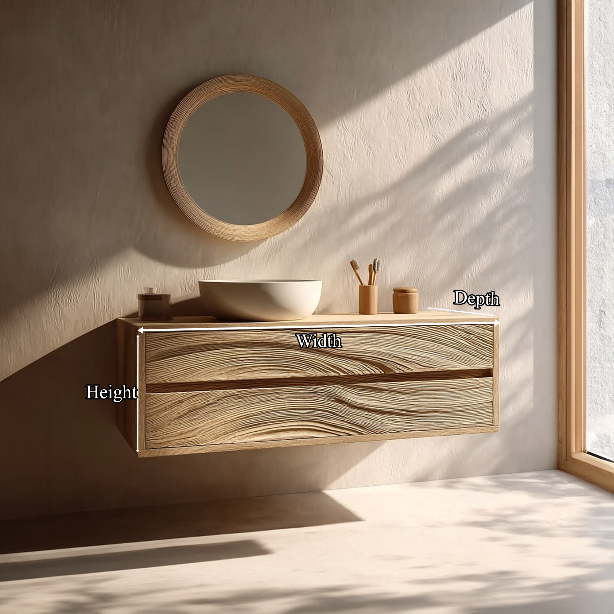 Rustic Bathroom Vanity Cabinet Wall Mounted Wooden Bathroom Storage SINLKIBRV153