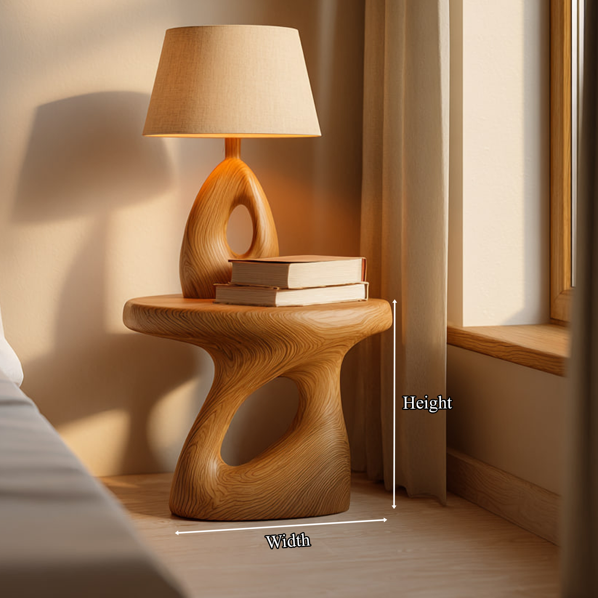 Mid Century Sculptural Bedside Table Bedroom SINLKIBT125