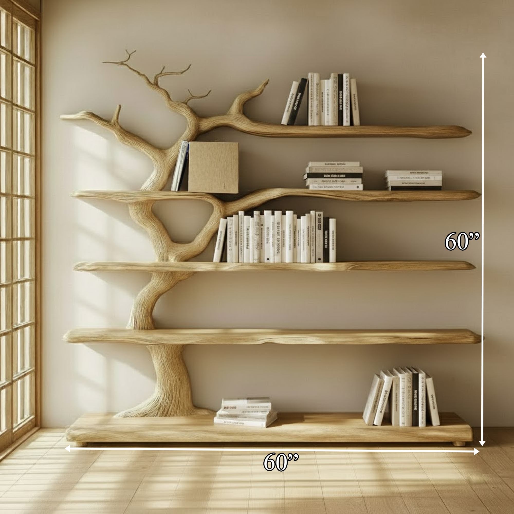 Rustic Organic Decorative Tree Shelf Living Room Or Reading Room SINLKITB577