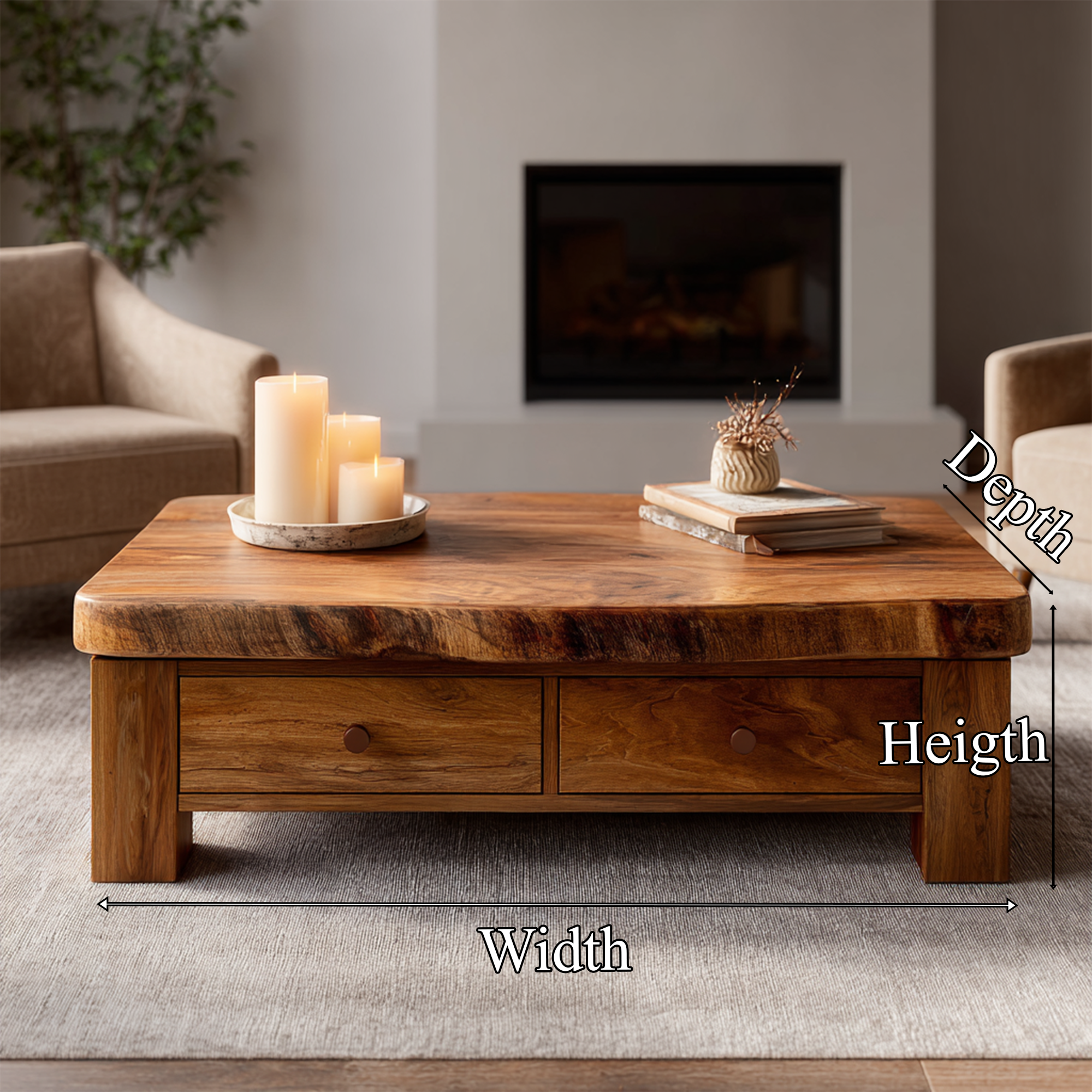 Heirloom Style Solid Wood Coffee Table Balanced Modern Living Room Interior SINLKICF316