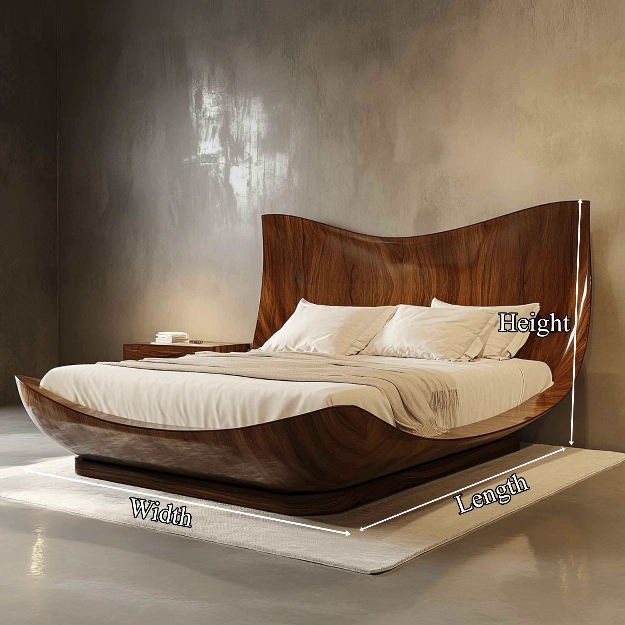 Mid Century Solid Wood Bed Bedroom SINLKIWB075