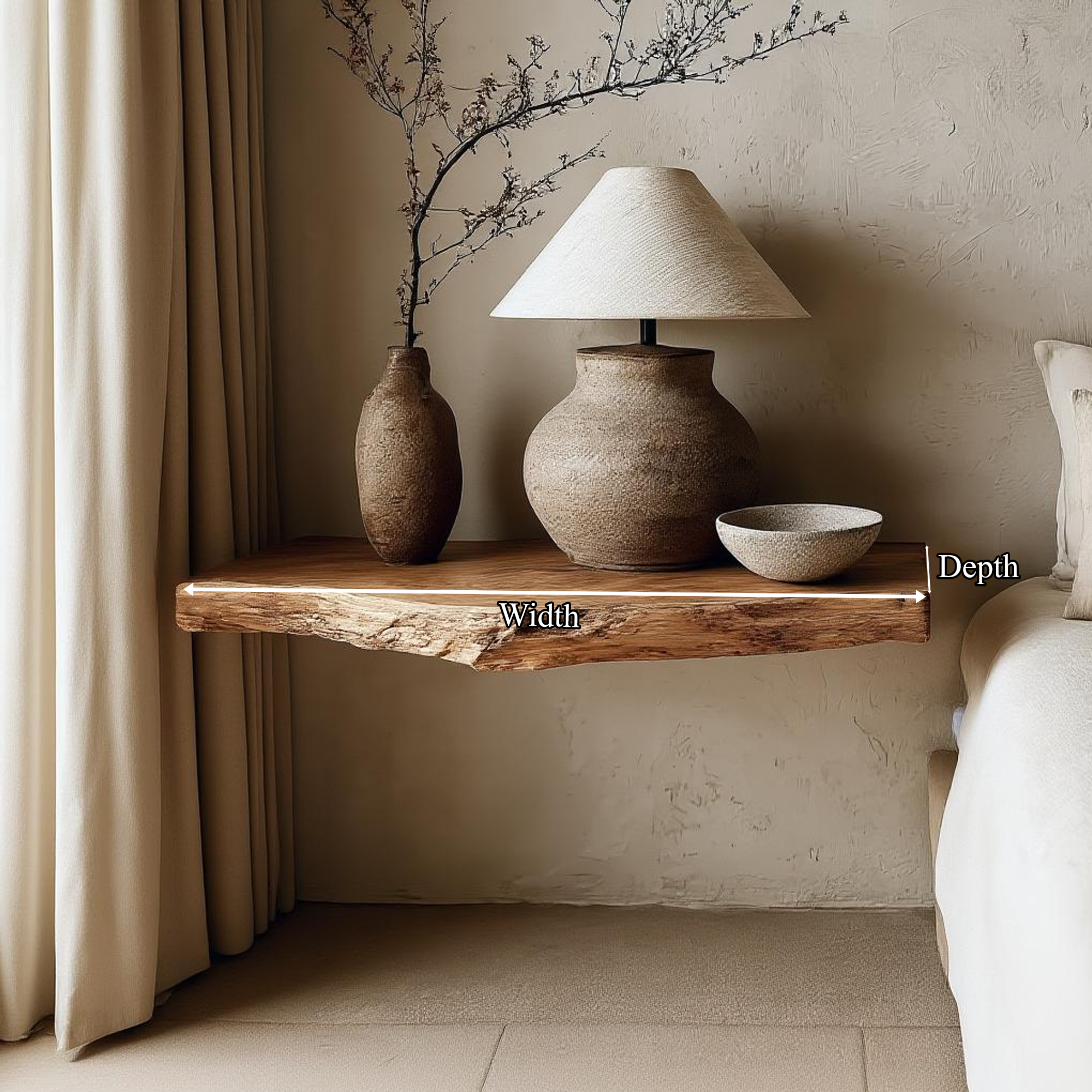 Rustic Floating Nightstand Bedroom SINLKIFL183