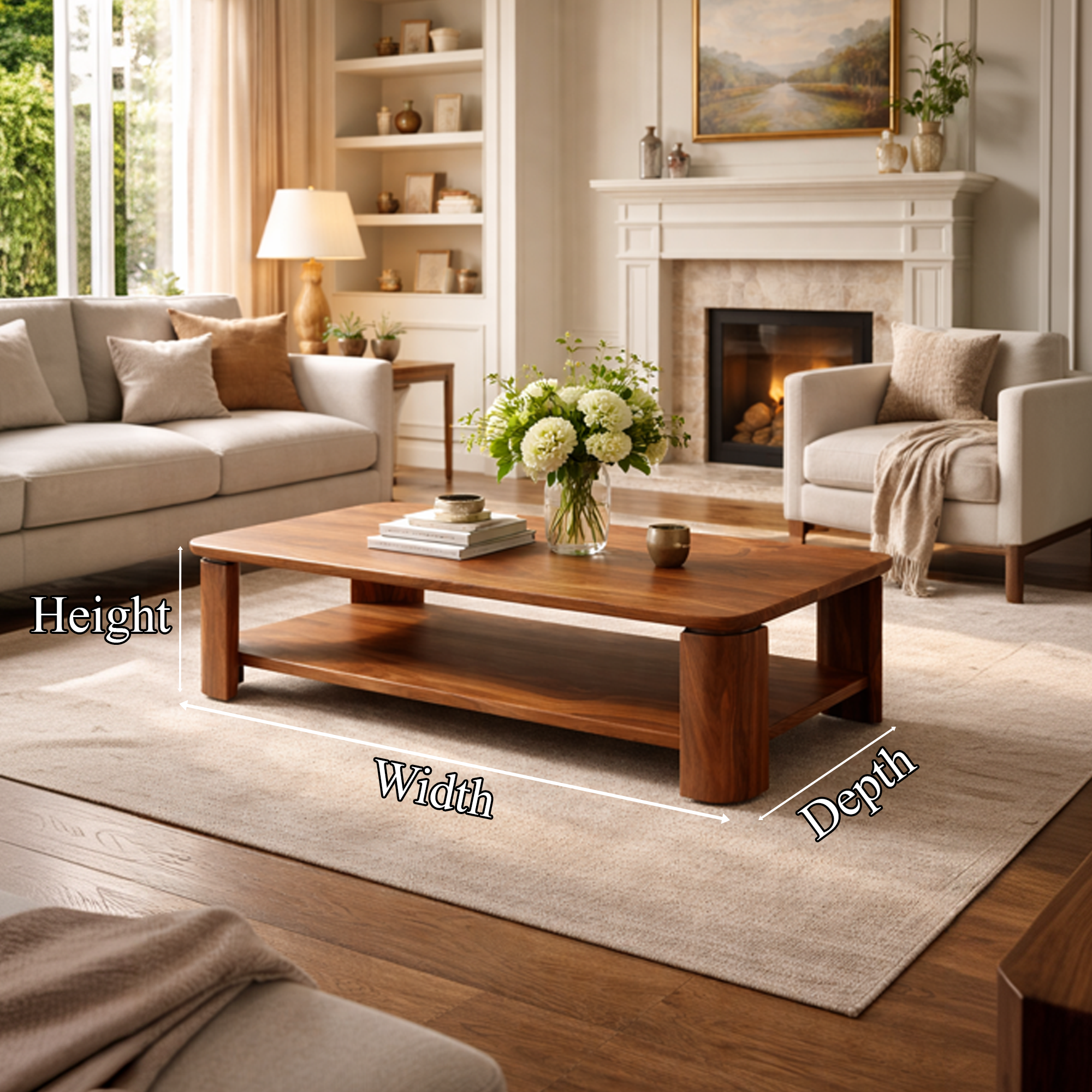 Classic Contemporary Solid Wood Coffee Table Timeless Living Room Interior SINLKICF286