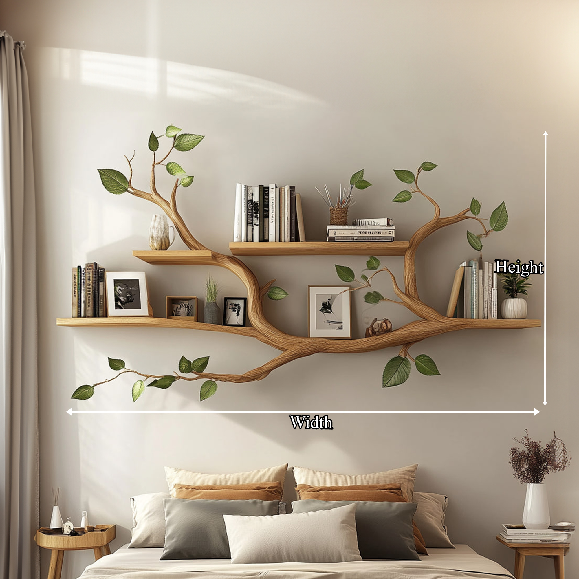 Minimalist Tree Branch Shelf Solid Wood Floating Wall Decor SINLKITBS060