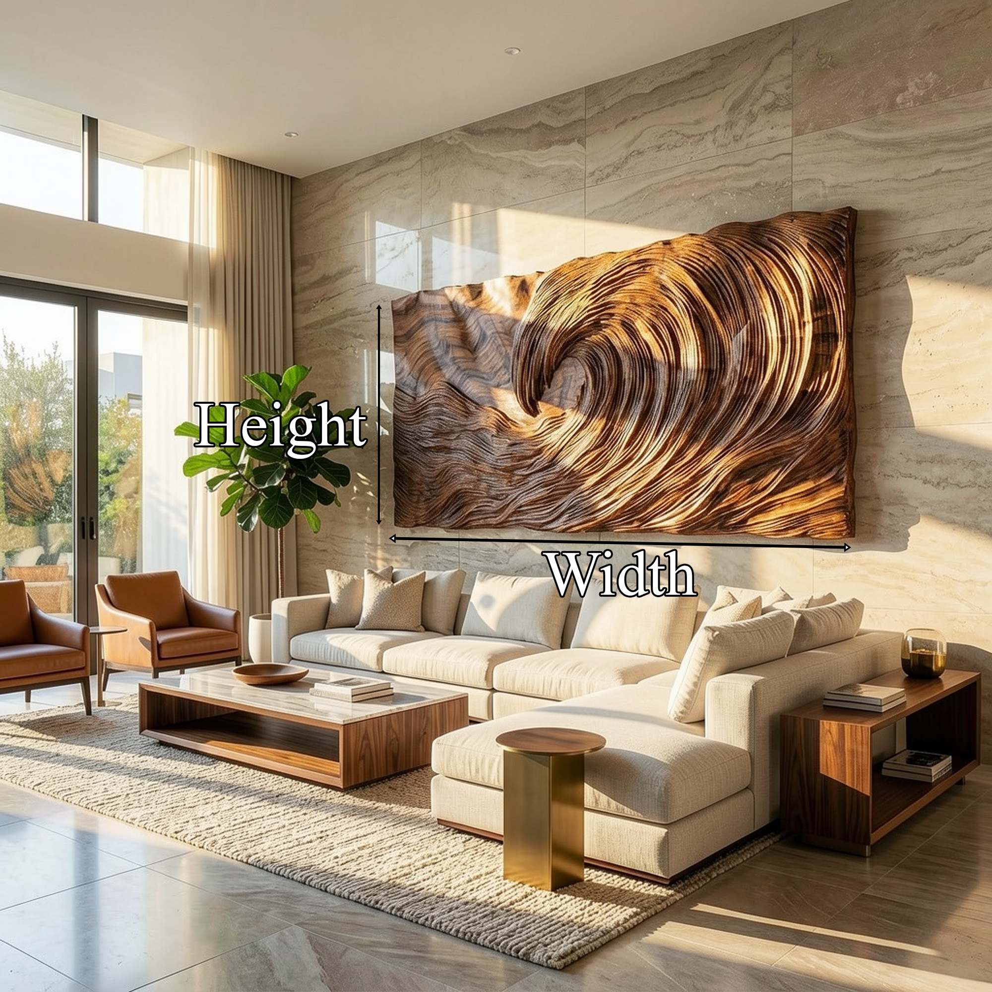 Modern Wood Sculpture Wall Decor Living Room And Bedroom SINLKIWD045