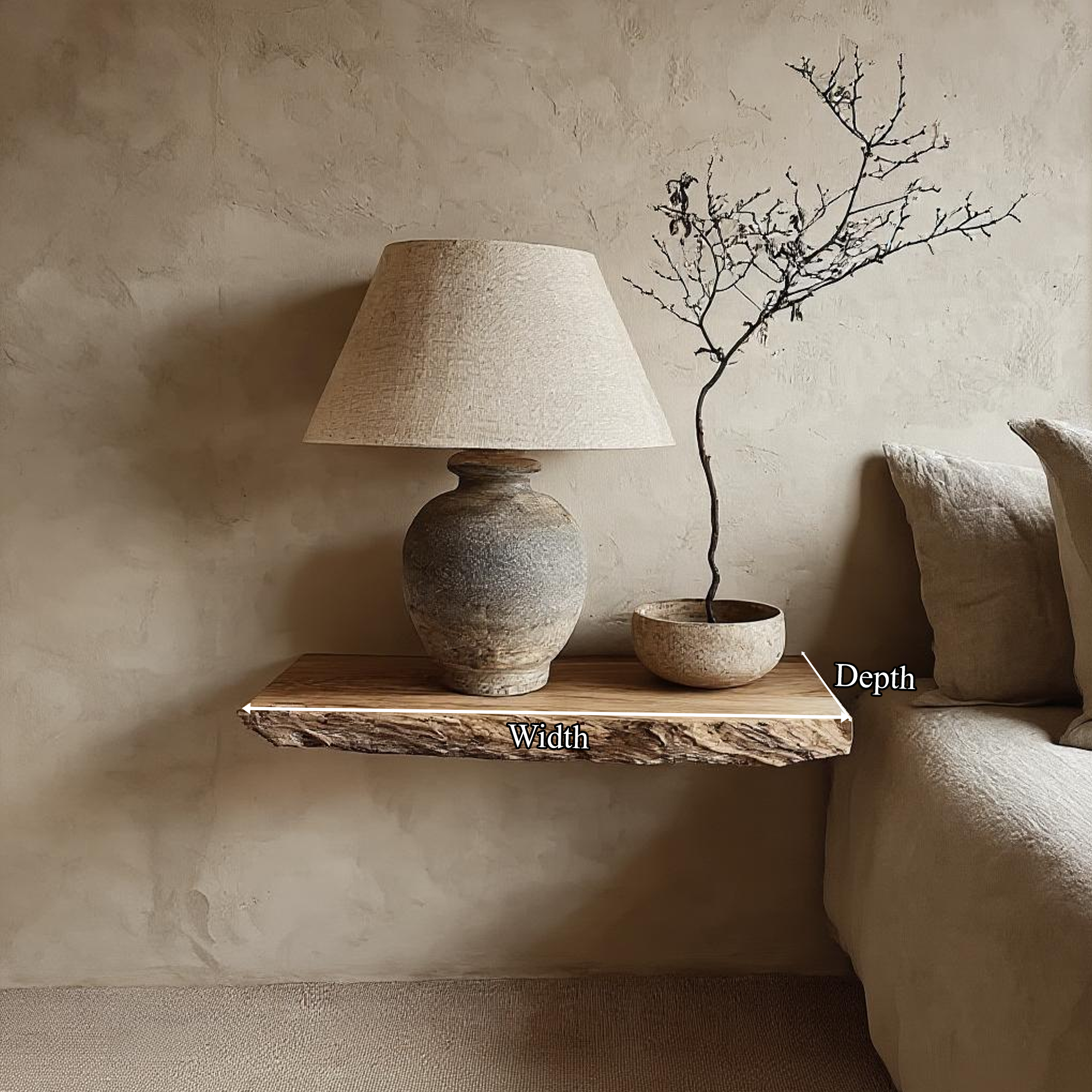 Rustic Nightstand Floating Shelf Bedroom SINLKIFL182