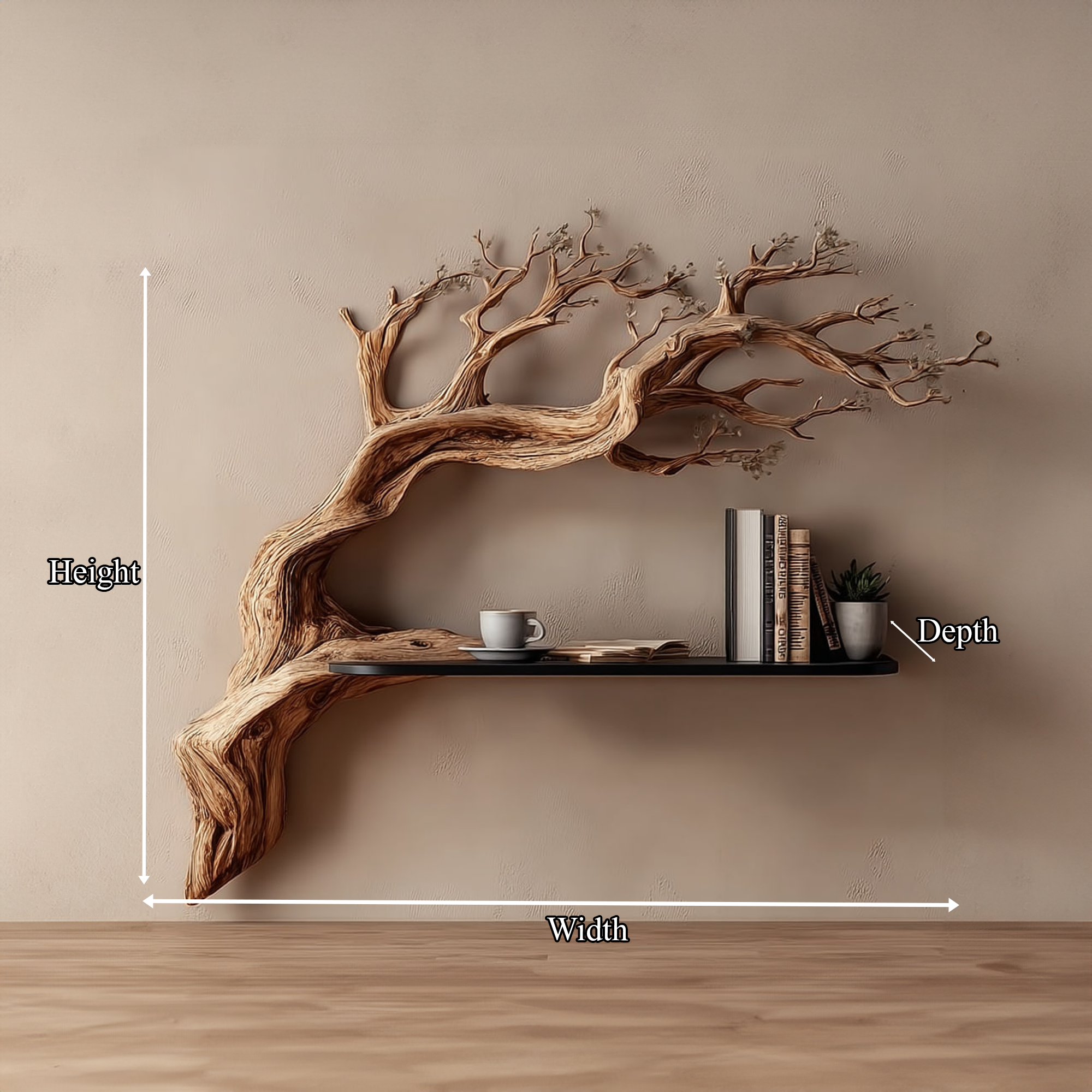Rustic Branch Floating Shelf Artistic Bedroom Wall Decor SINLKIFL176