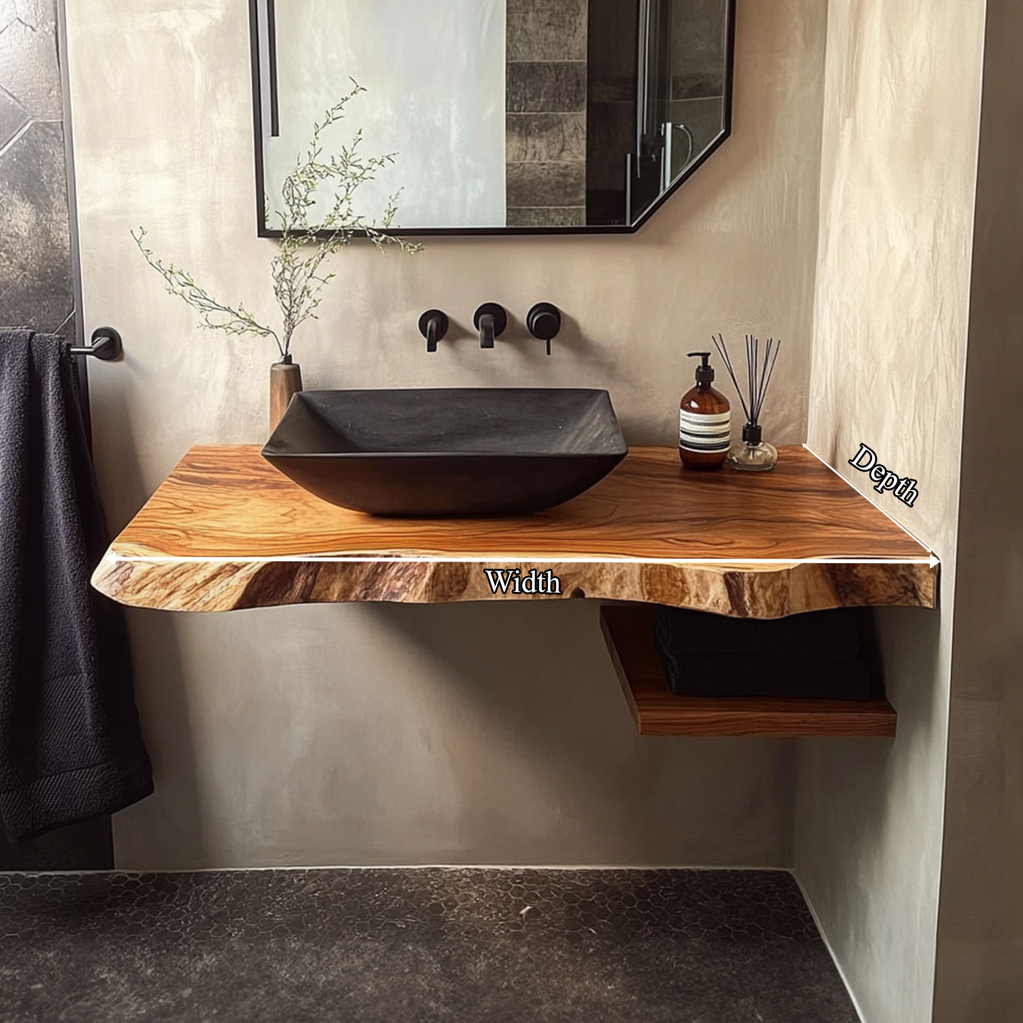 Mid Century Bathroom Vanity Shelf Floating Wood Bathroom Setup SINLKIBRV217