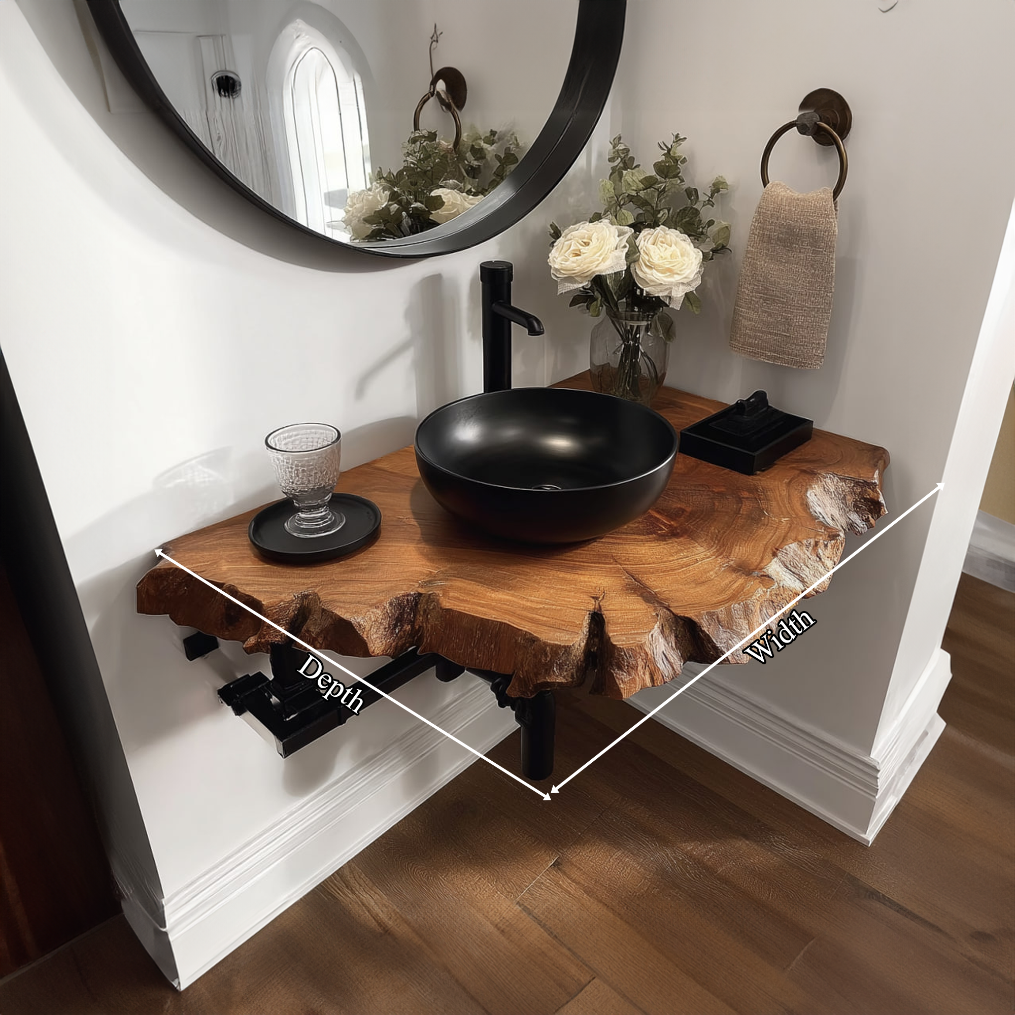 Rustic Floating Shelf Narrow Vanity Powder Room SINLKIBRV151