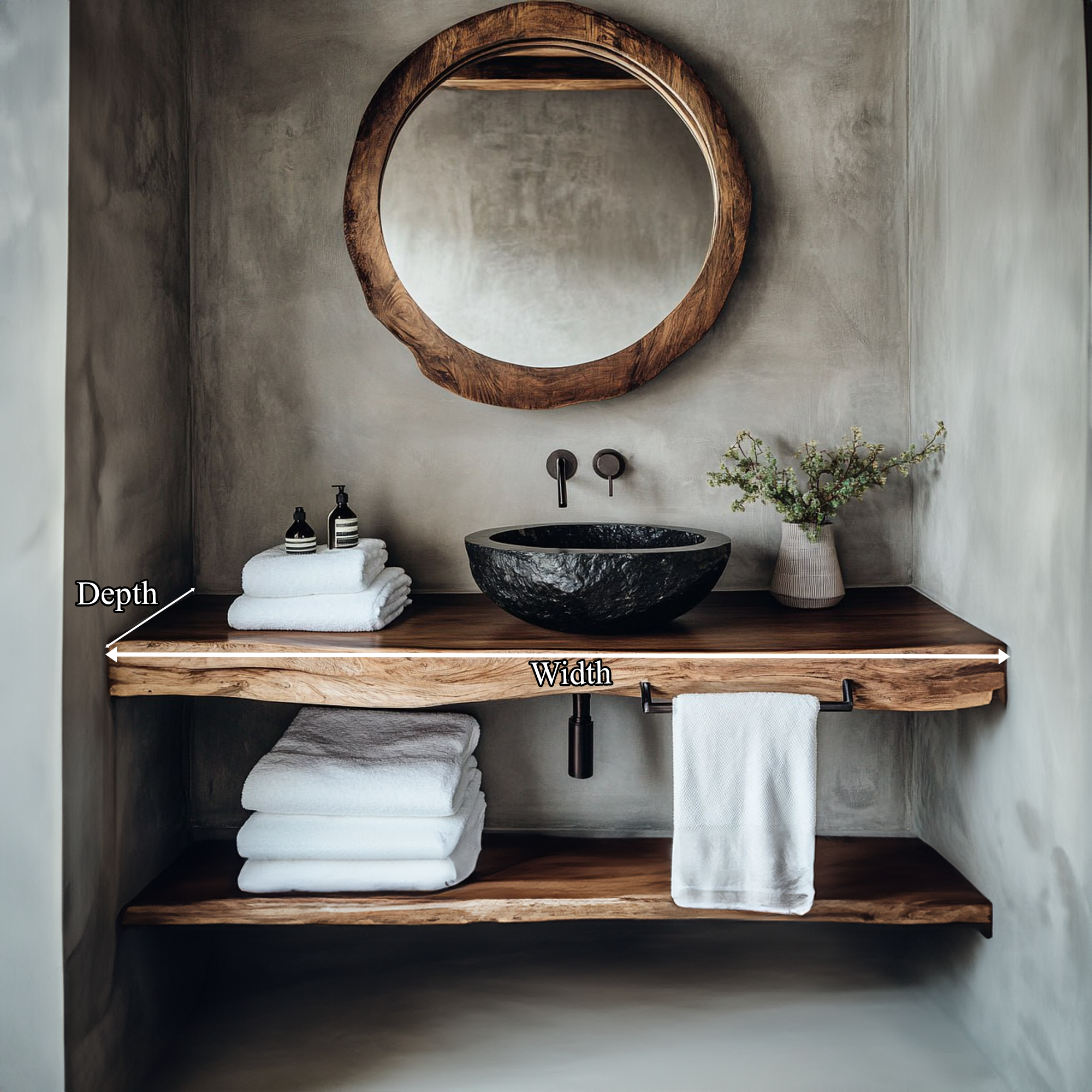 Midcentury Floating Shelf Farmhouse Bathroom SINLBRV118