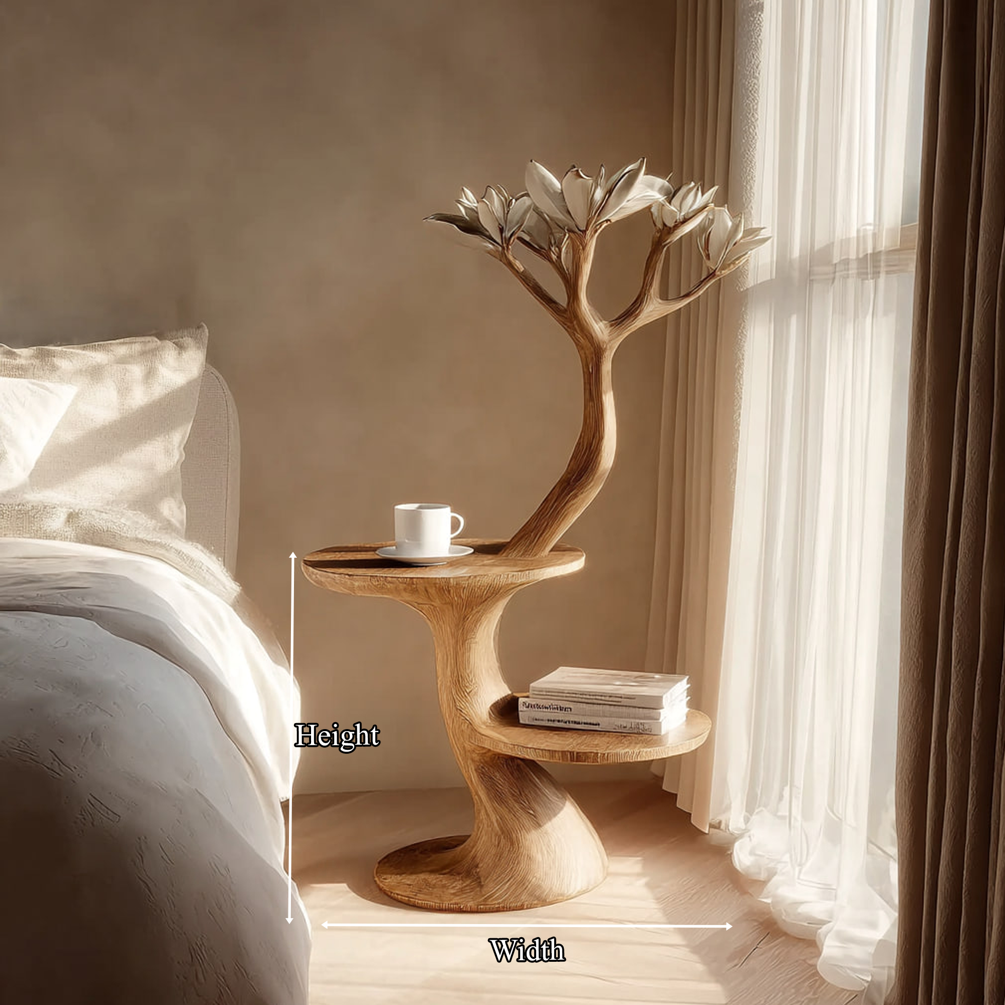 Rustic Tree Form Bedside Table Modern Bedroom SINLKIBT171