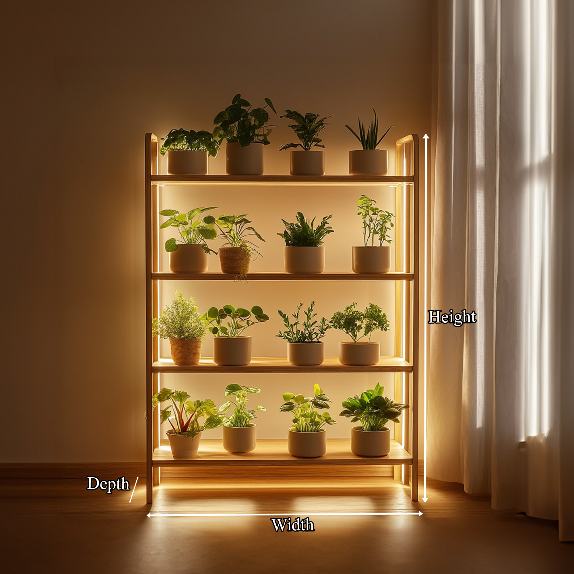 Mid Century Botanical Shelf Contemporary Indoor Garden SINLKITT085