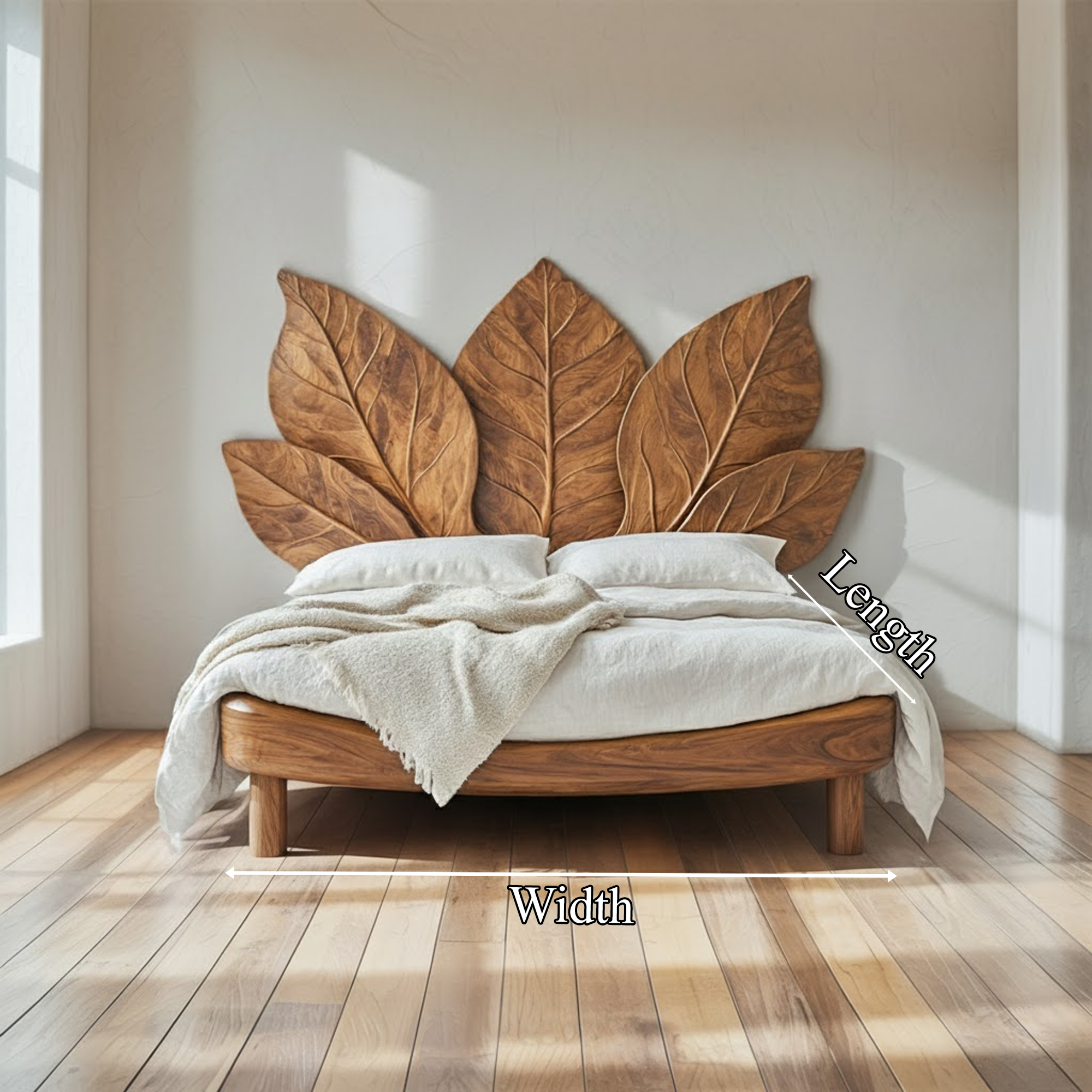 Rustic Leaf Bed Frame Christmas Holiday Bedroom Decor SINLKIWB076