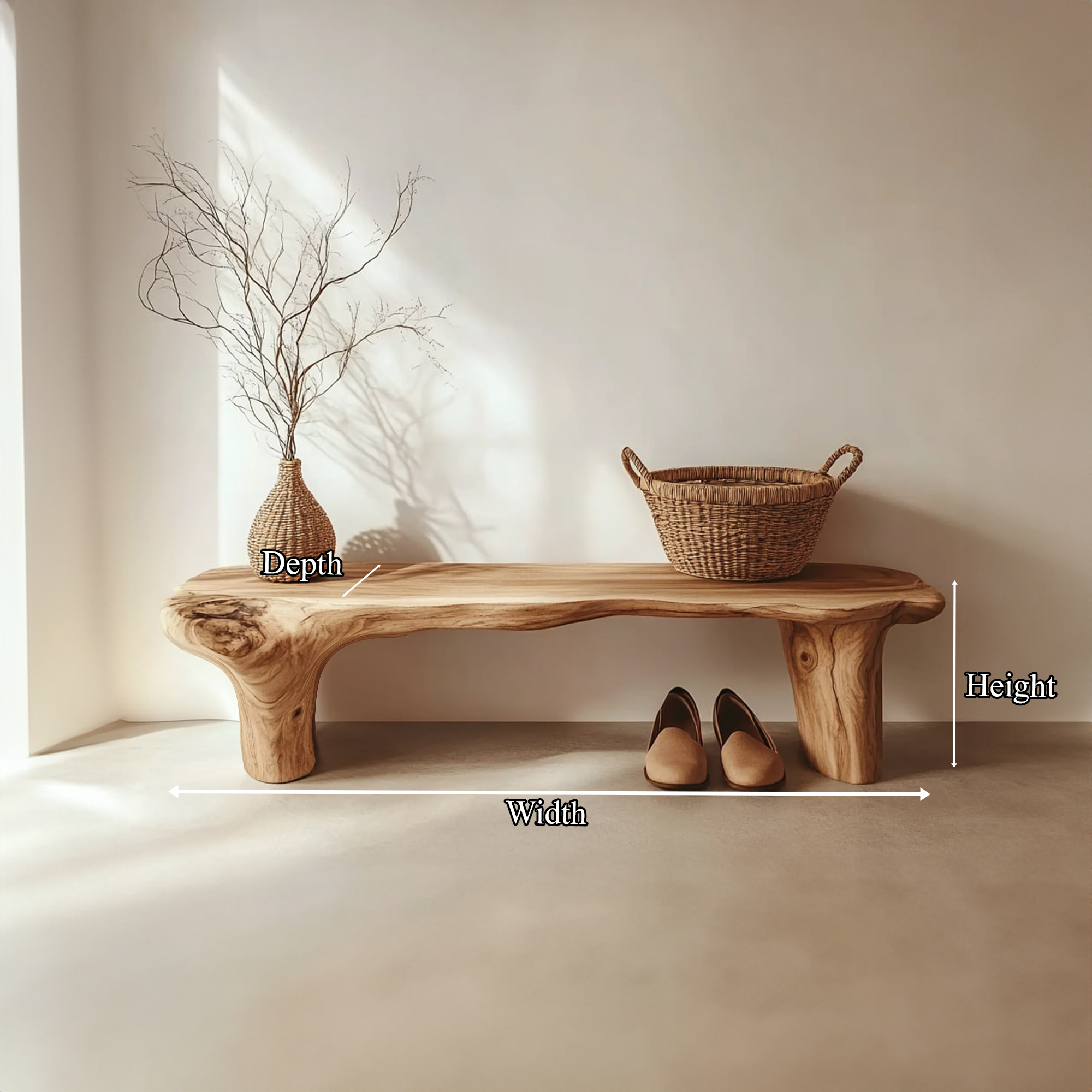 Rustic Wooden Bench Entryway Hallway Bedroom SINLKIRS039