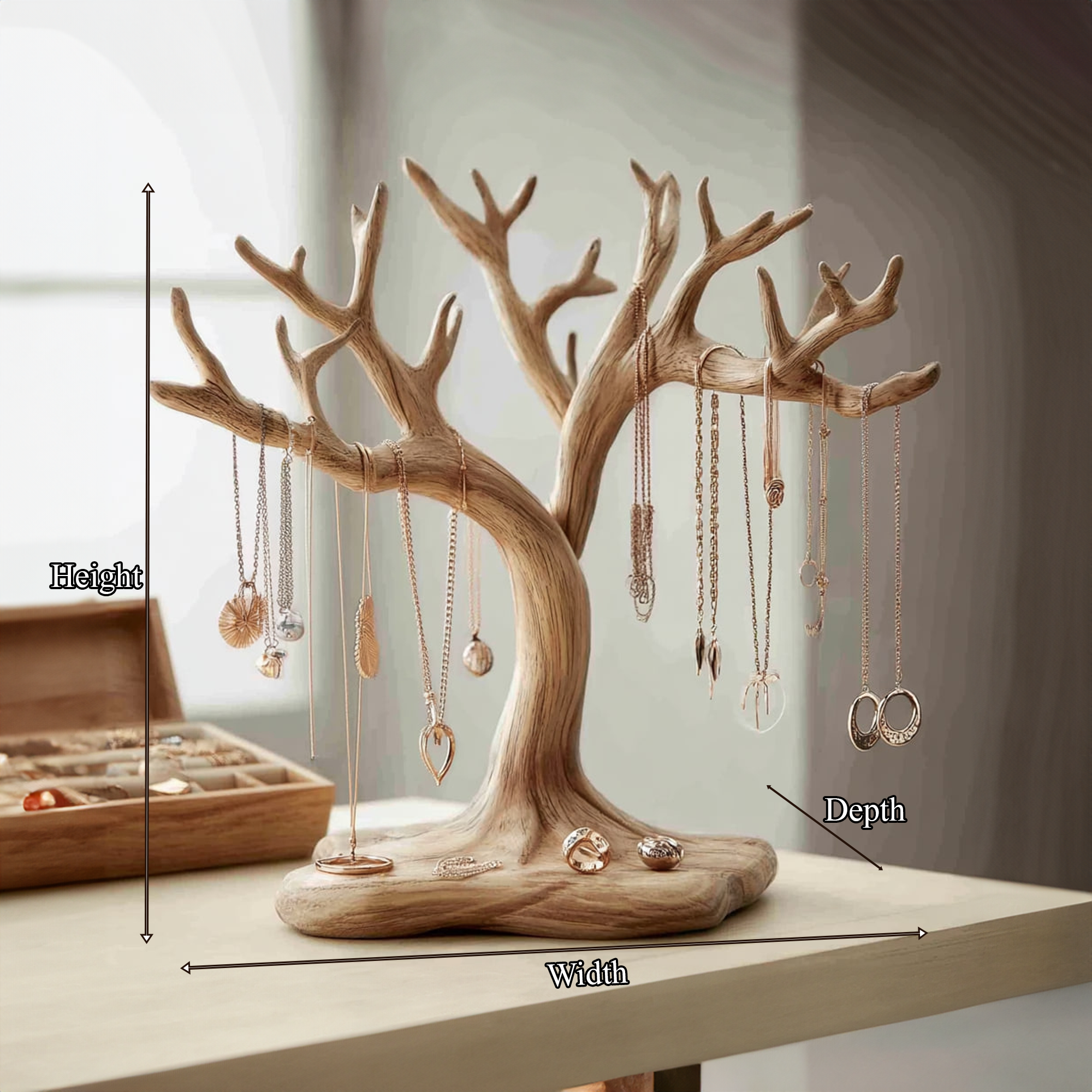 Organic Solid Wood Jewelry Tree Organizer Stand SINLKITJR002
