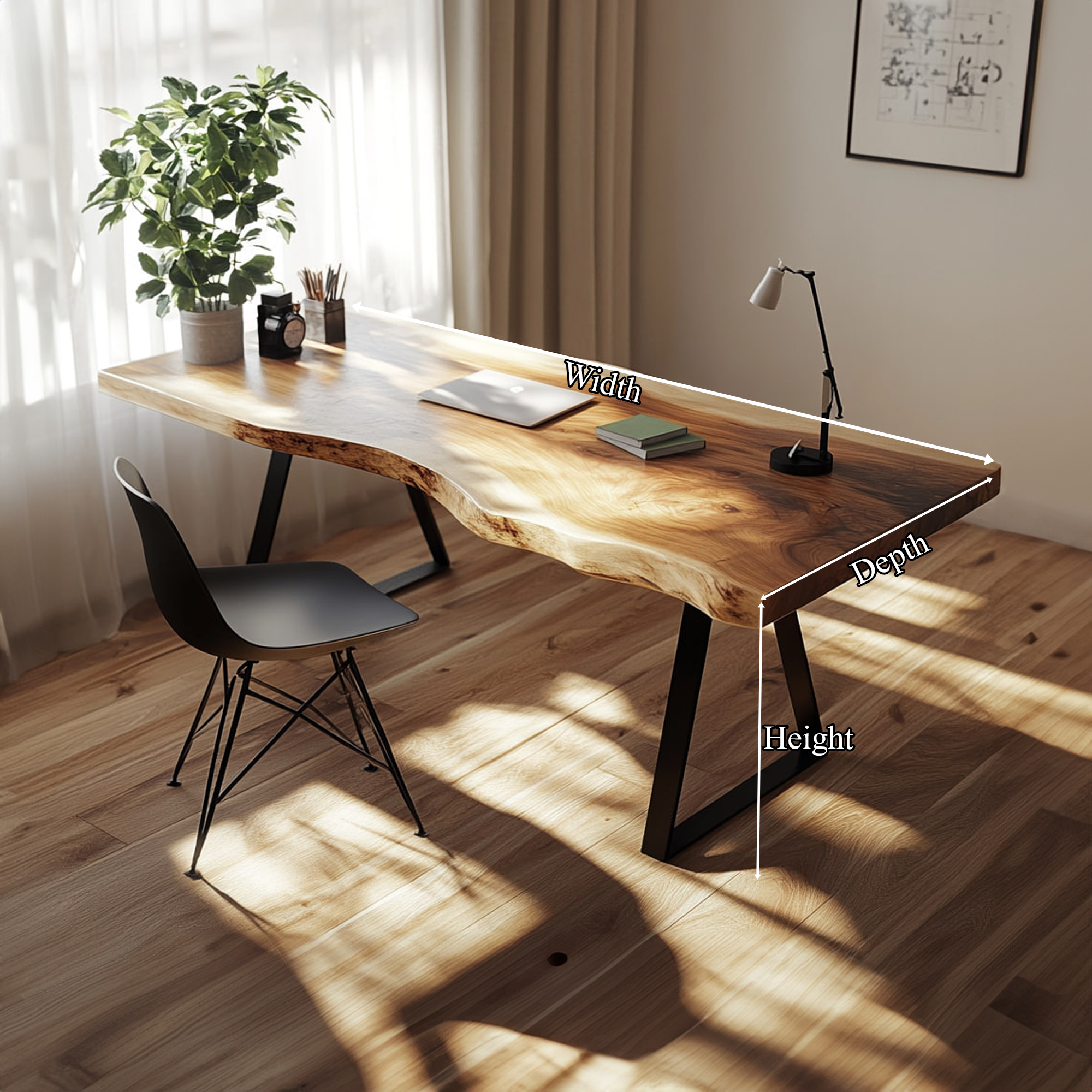 Rustic Live Edge Writing Desk Reading Room And Home Office SINLKIDK034