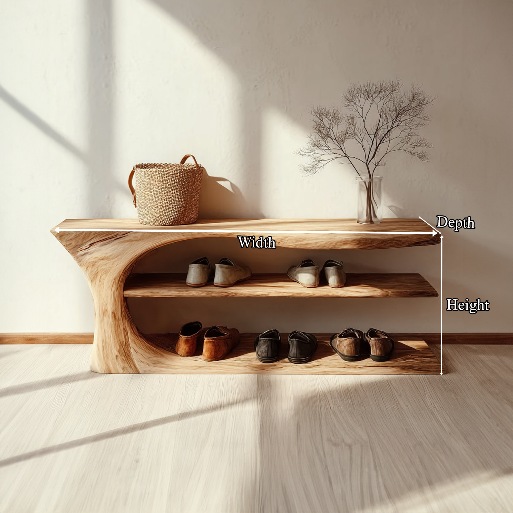 Mid Century Handcrafted Wooden Shoe Storage Bench Home SINLKISB053